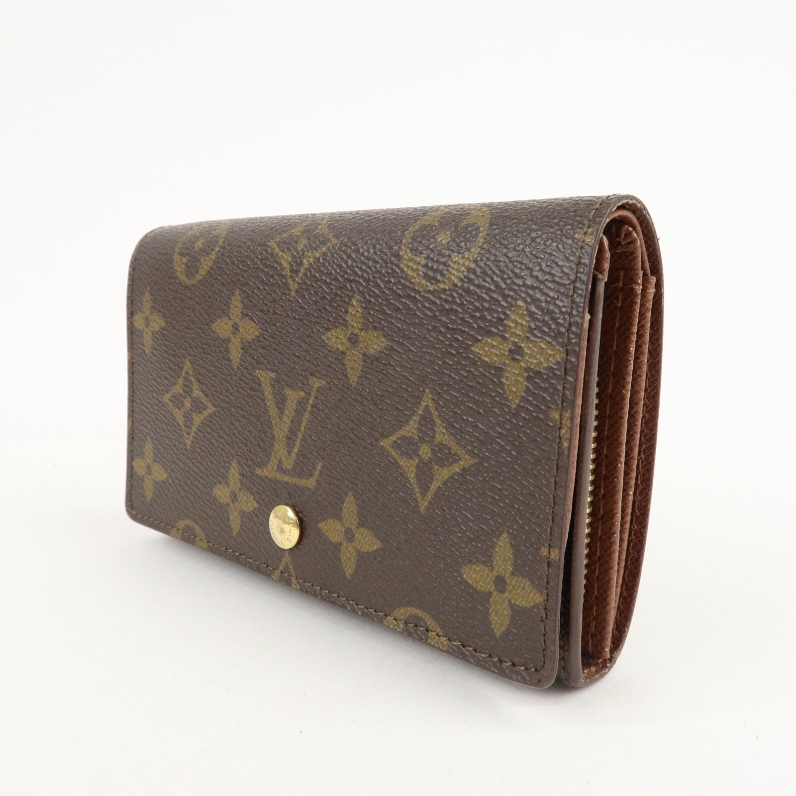 Louis Vuitton Monogram Porte Monnaie Billets Tresor Wallet M61730 Used
