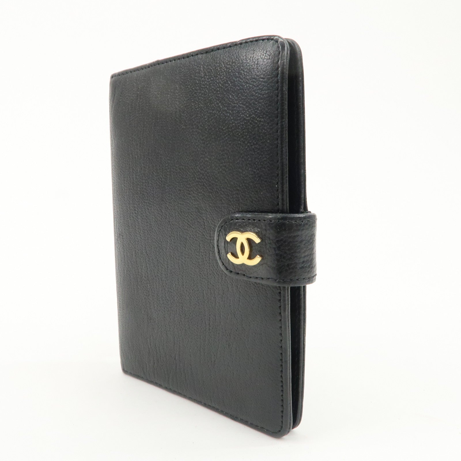CHANEL COCO Mark Leather Agenda Cover Planner Cover Black Used