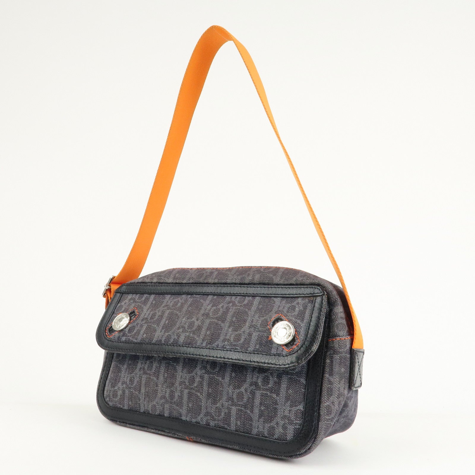 Christian Dior Trotter Flight Line Denim Leather Shoulder Bag Used