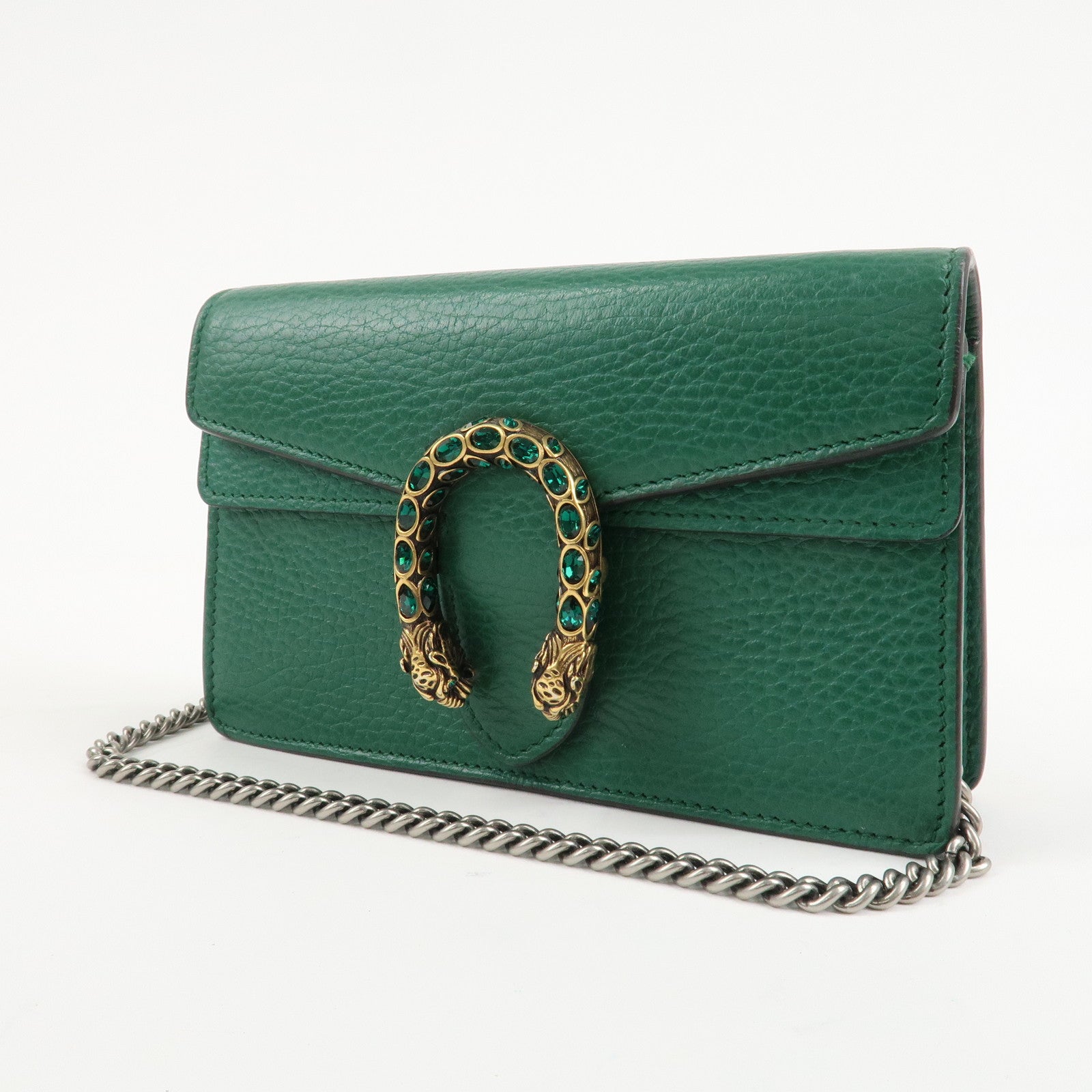 GUCCI Dionysus Leather Chain Shoulder Bag Green 476432 Used