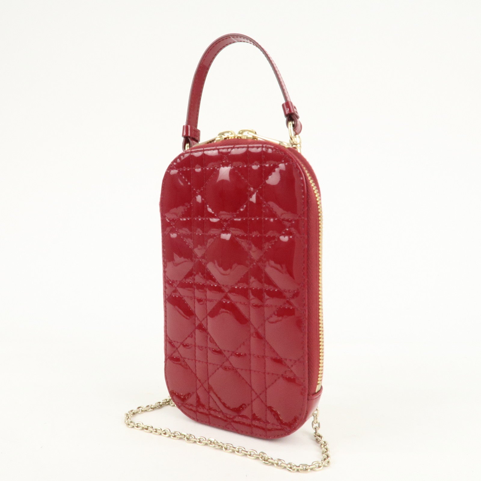 Christian Dior Cannage Patent Leather Phone Holder Used