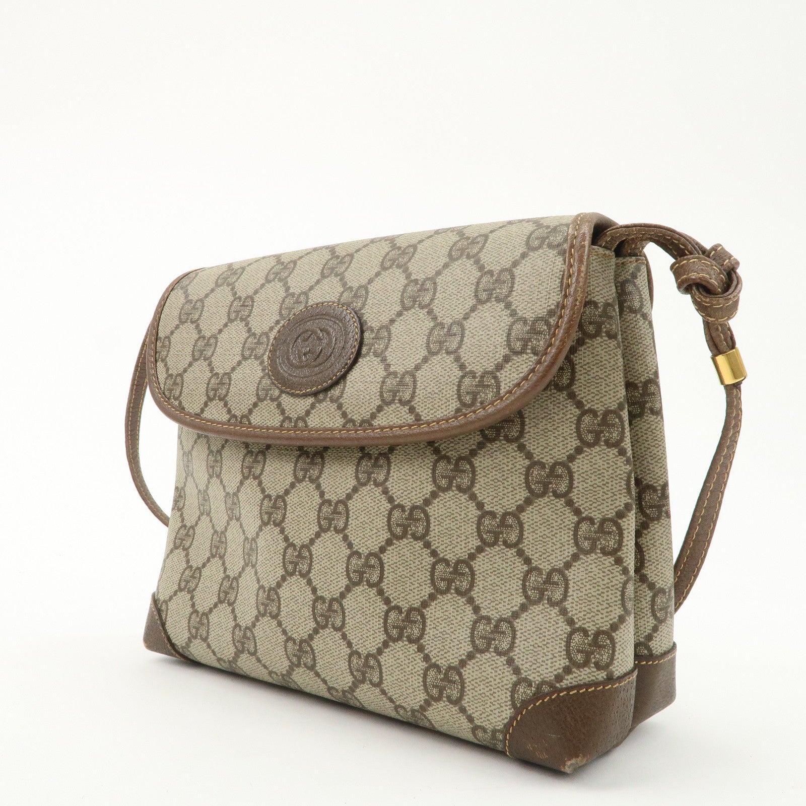 GUCCI Old Gucci GG Plus Leather Shoulder Bag 007.56.0087 Used