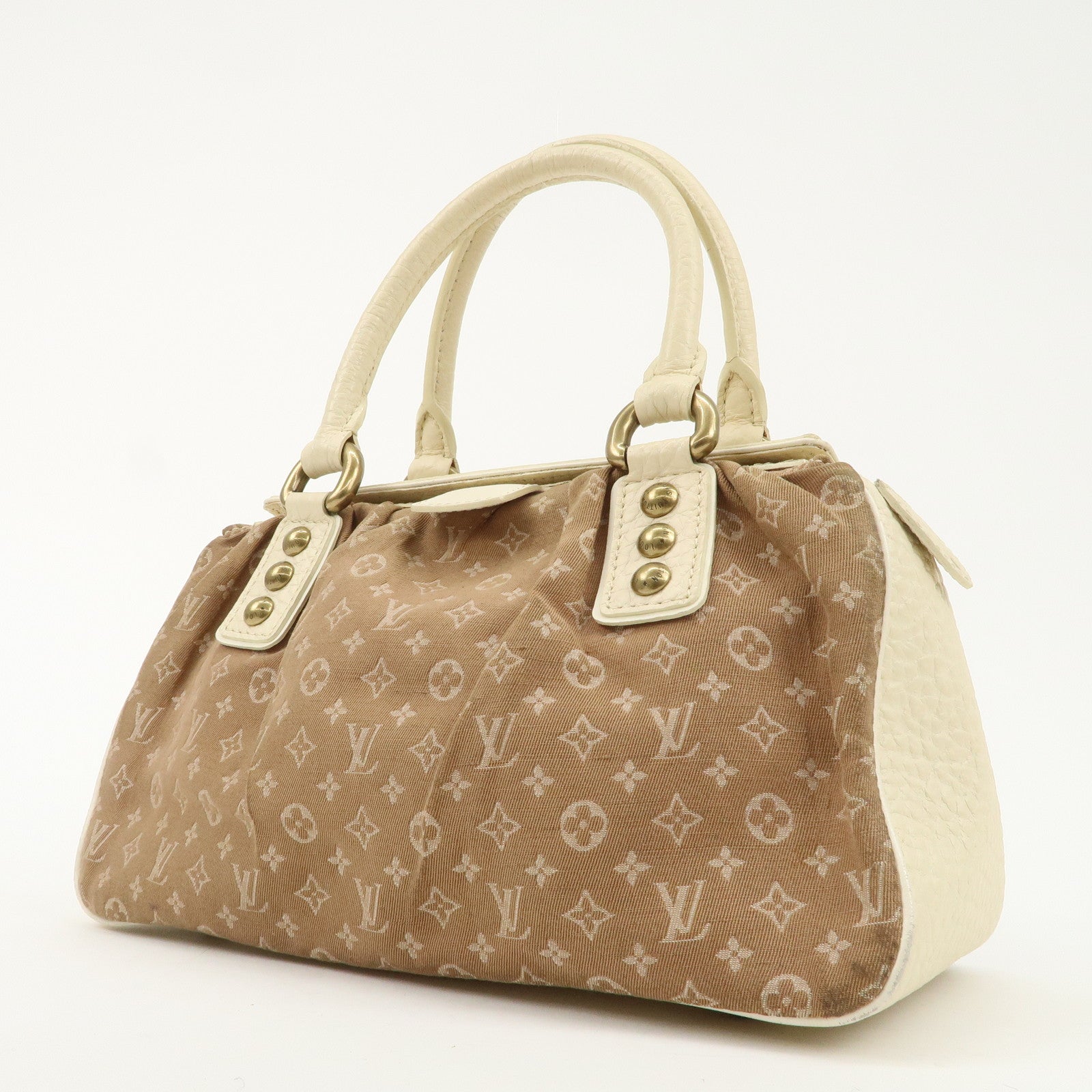Louis Vuitton Monogram Mini Lin Trapeze PM Hand Bag Caramel M40059 Used