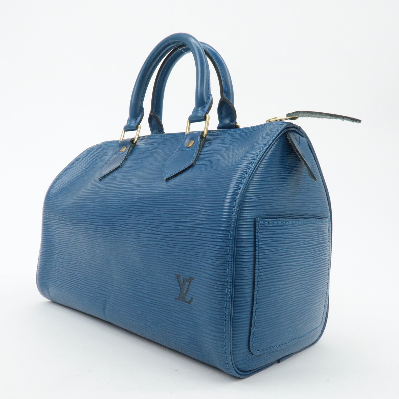 Louis Vuitton Epi Speedy 25 Hand Bag Boston Bag Blue M43015 Used