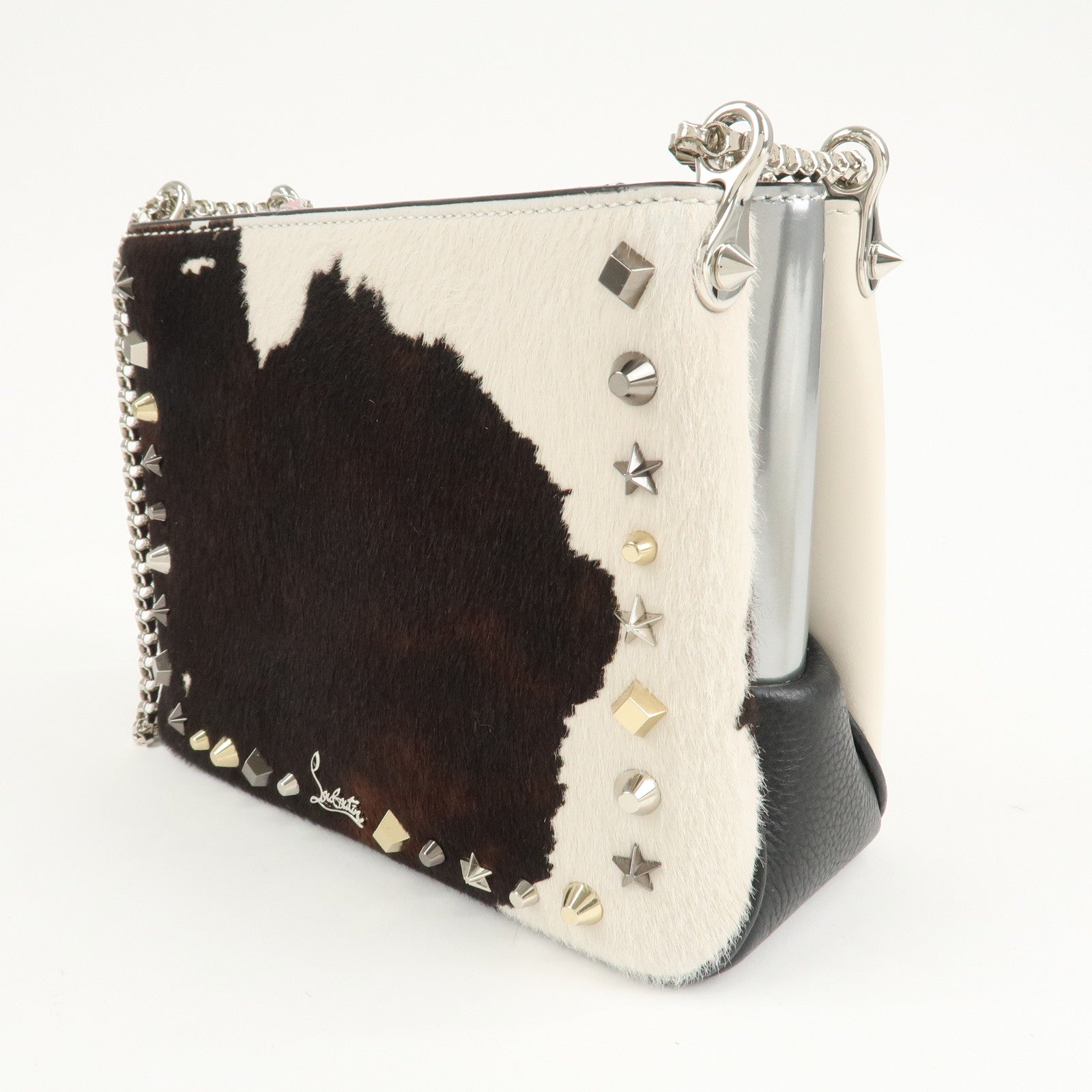 Christian Louboutin Chain Shoulder Bag Red Sole Pony Studs Used