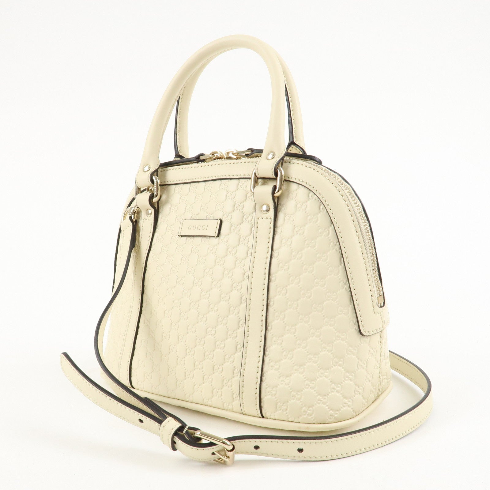 GUCCI Micro Guccissima Leather 2WAY Bag Hand Bag Ivory 449654 Used