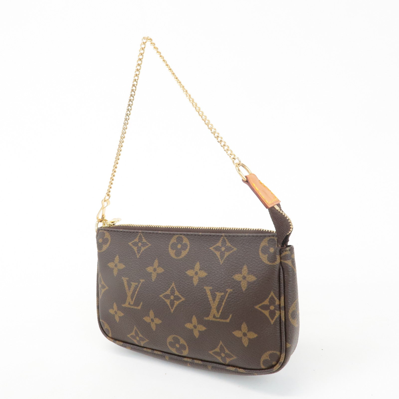 Louis Vuitton Bucket PM Pouch Hand Bag Brown Gold Hardware Used