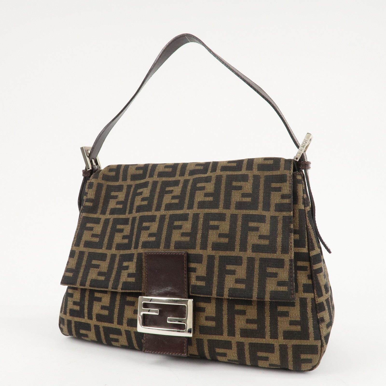 FENDI Zucca Mamma Baguette Vinyl Leather Shoulder Bag 26325 Used