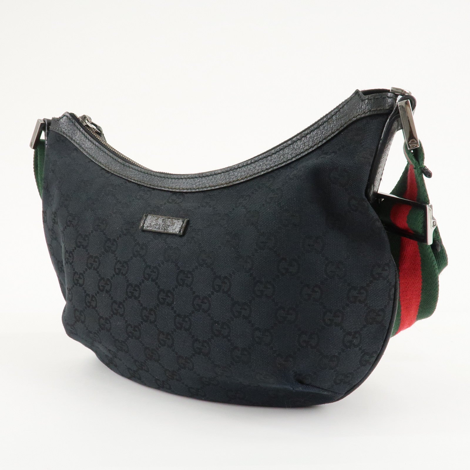 GUCCI Sherry GG Canvas Leather Shoulder Bag Black 181092 Used