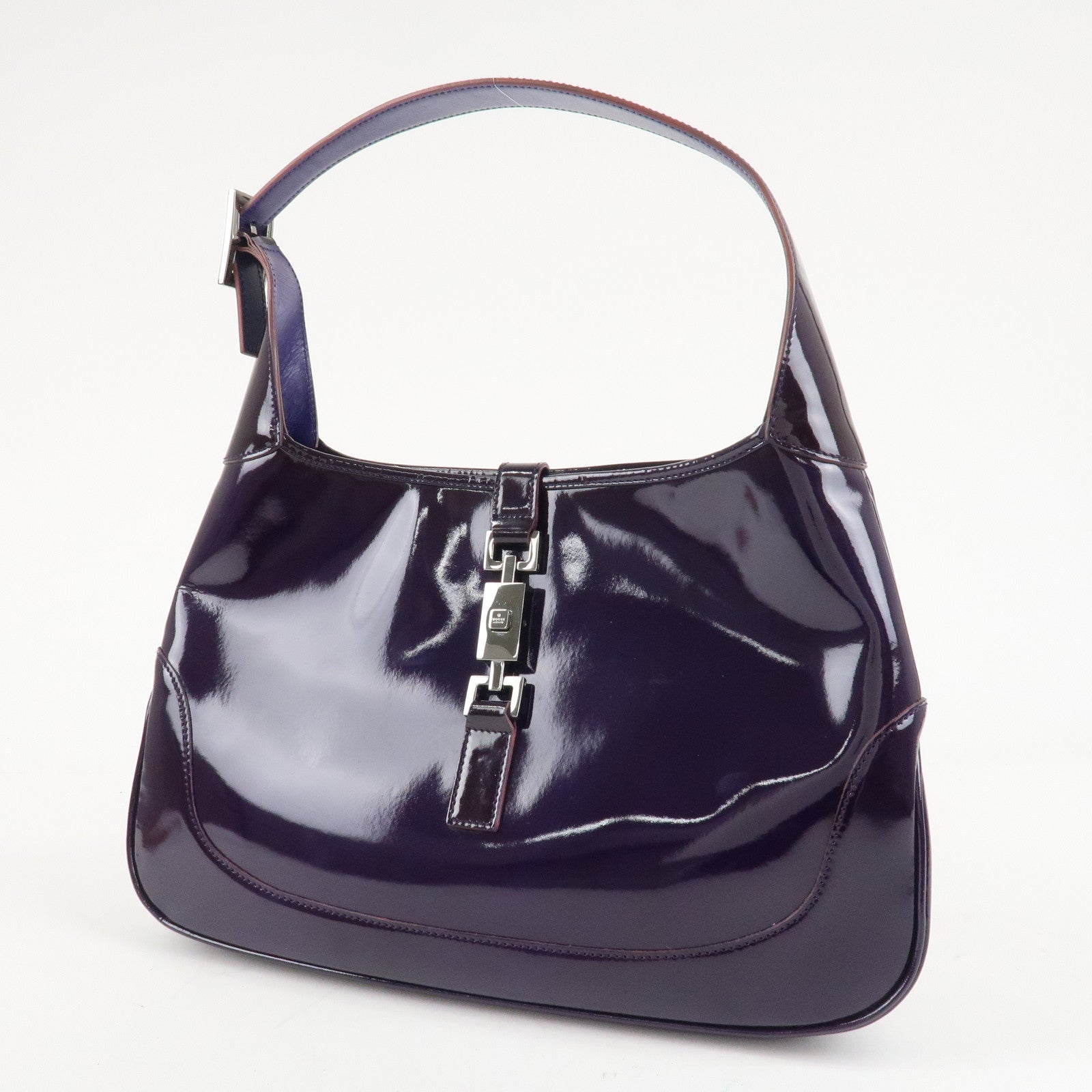 GUCCI Jackie Patent Leather Shoulder Bag Purple 001.3306 Used