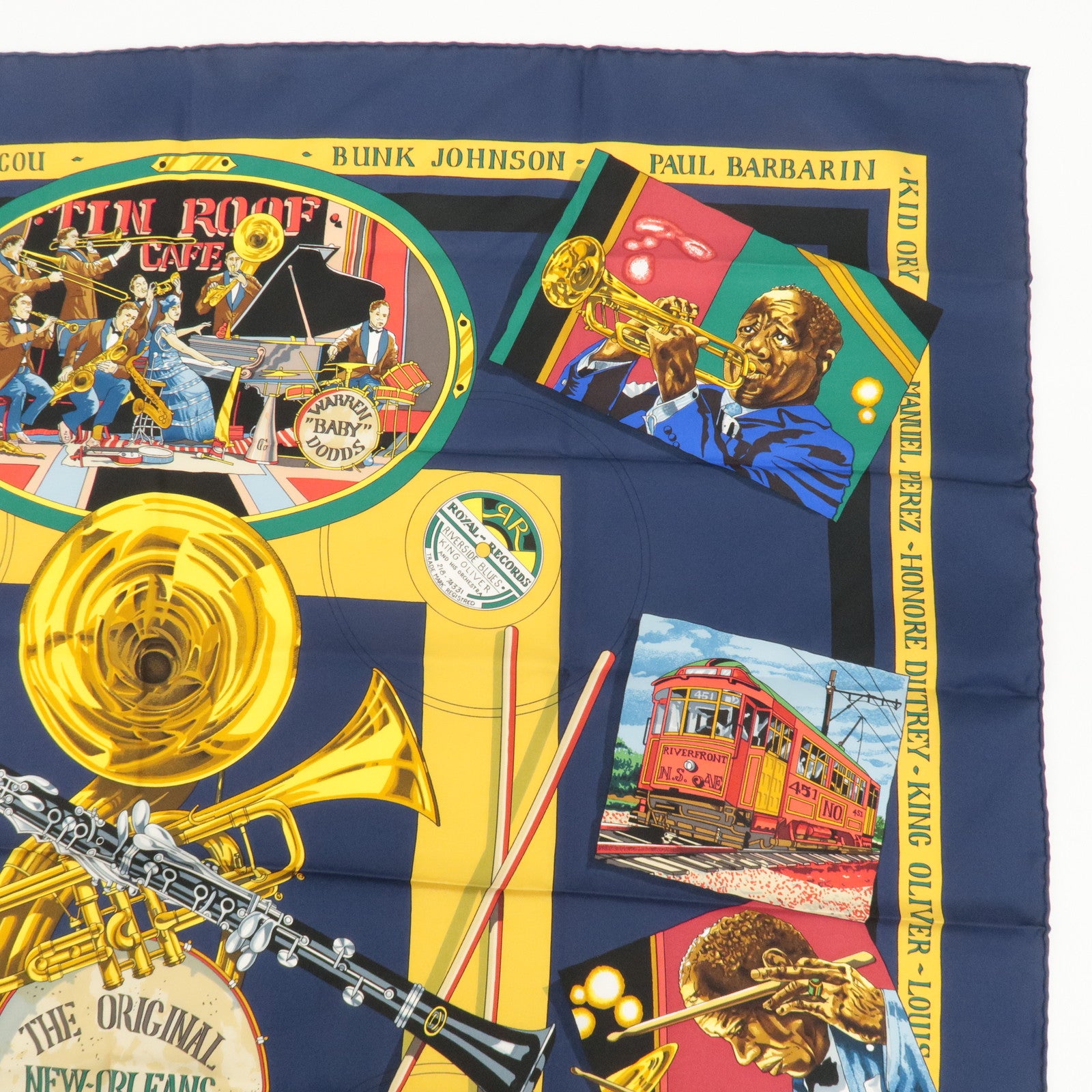 HERMES Carre 90 Silk 100% The Original New Orleans Creole Jazz Used