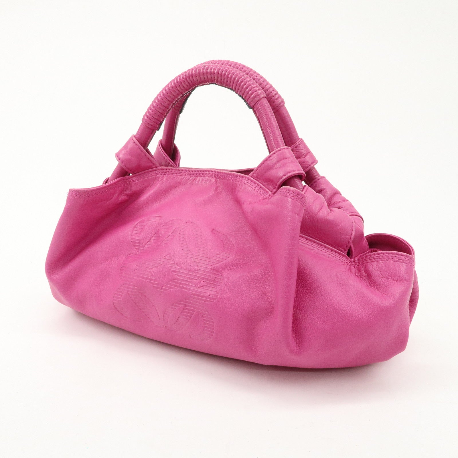 LOEWE Anagram Leather Nappa Aire Hand Bag Pink Used