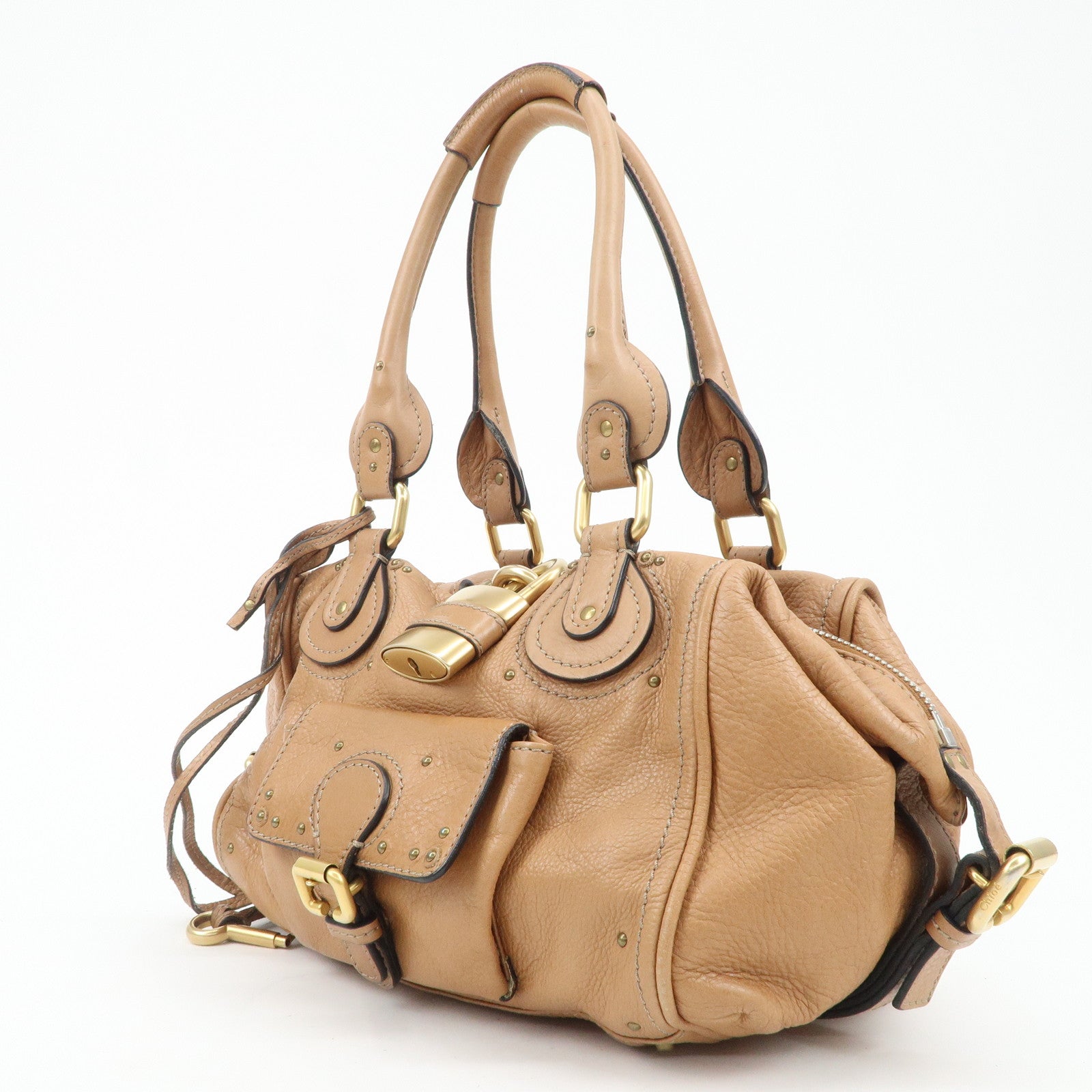 Chloe Paddington Leather Shoulder Bag Hand Bag Brown Used