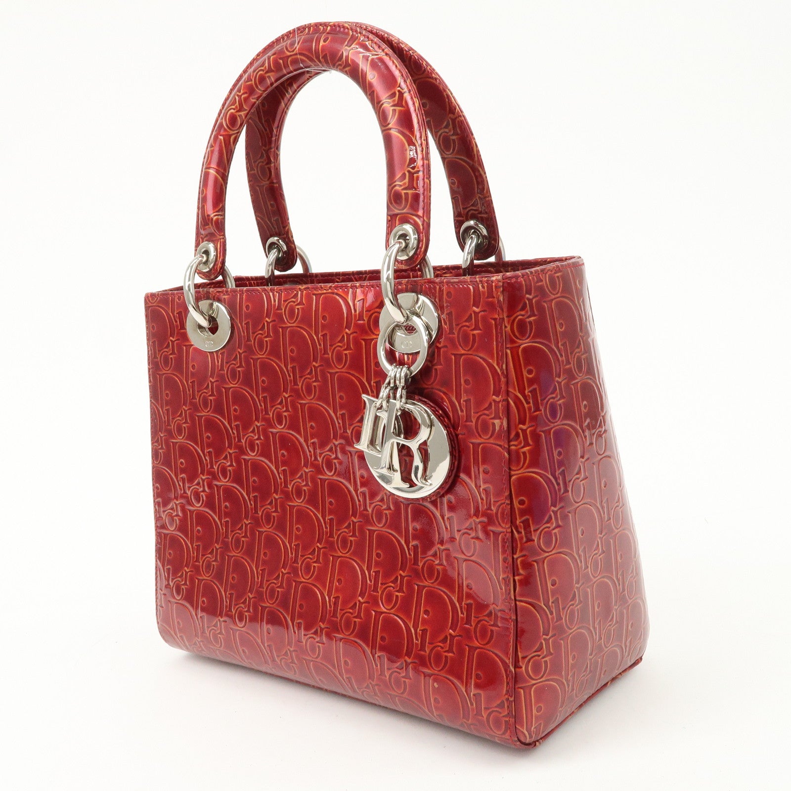 Christian Dior Trotter Lady Dior Patent Leather Hand Bag MA-0091 Used