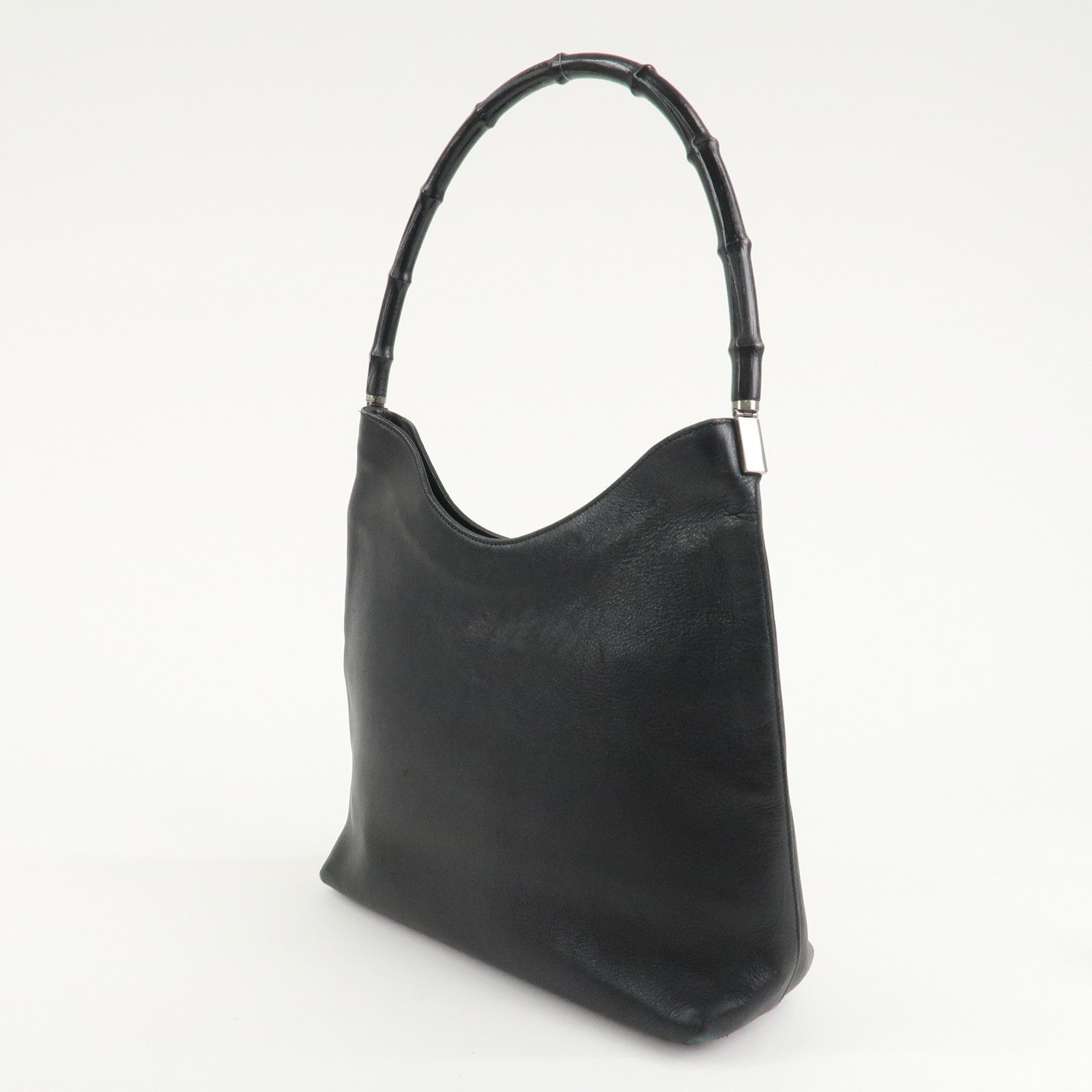 GUCCI Bamboo Leather One-Shoulder Bag Balck 001.3244.001998 Used