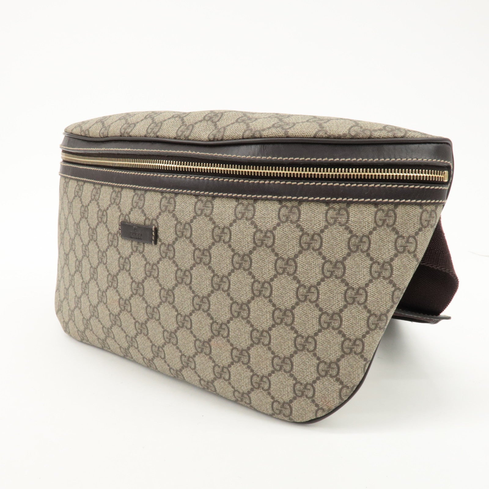 GUCCI GG Supreme Leather Crossbody Bag Beige Brown 211110 Used