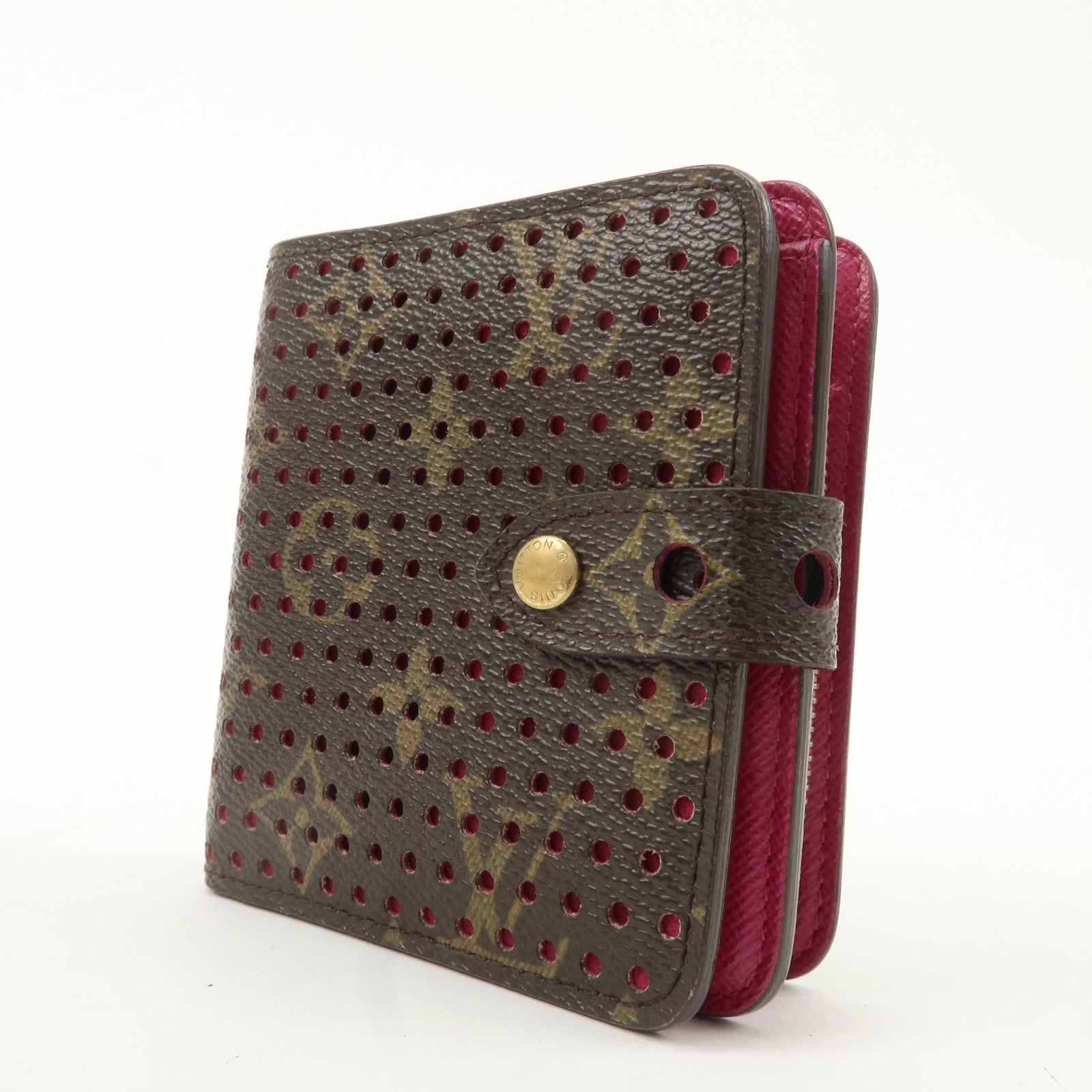 Louis Vuitton Monogram Perfor Compact Zip Wallet Fuchsia M95188 Used