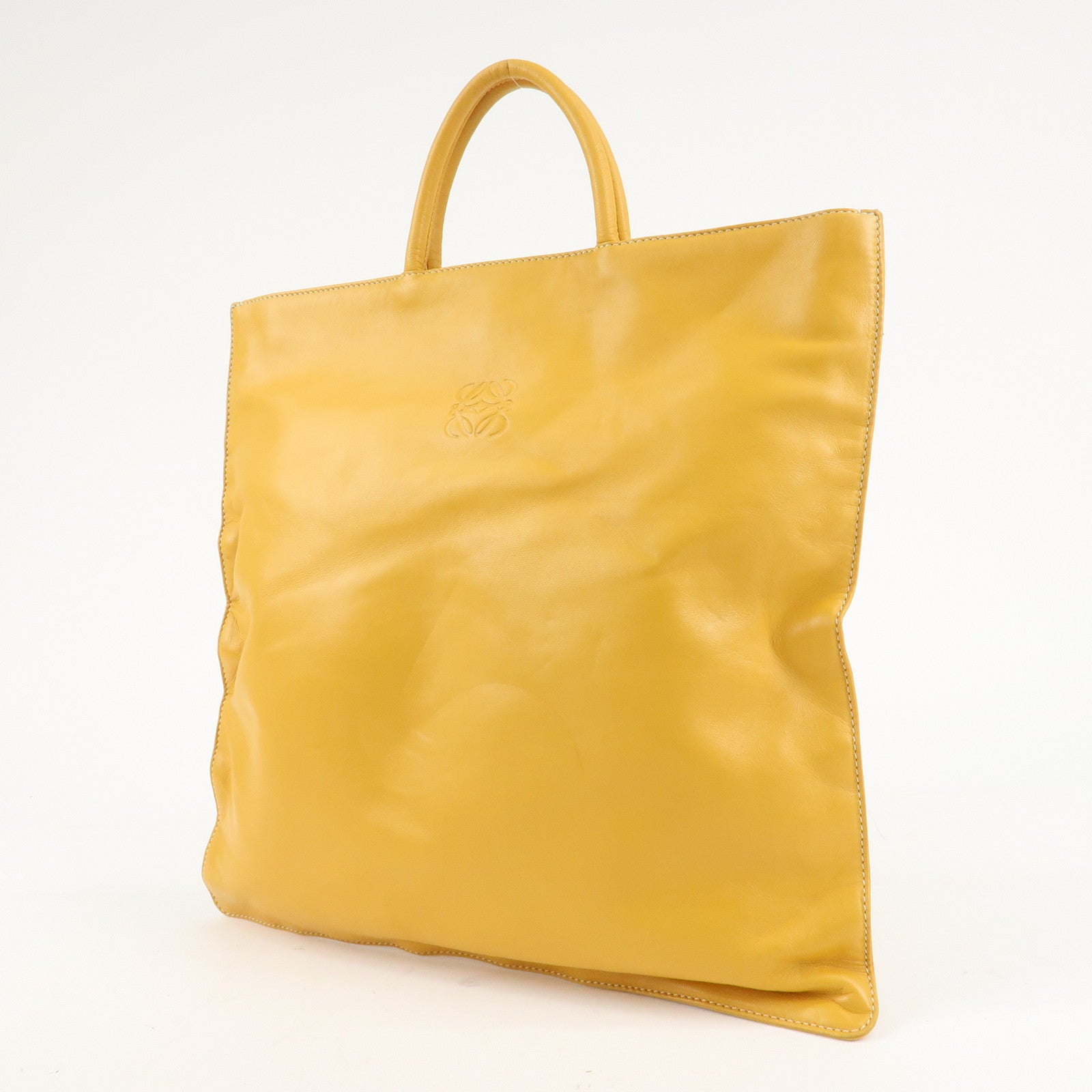 LOEWE Anagram Nappa Aire Leather Tote Bag Shoulder Bag Yellow Used