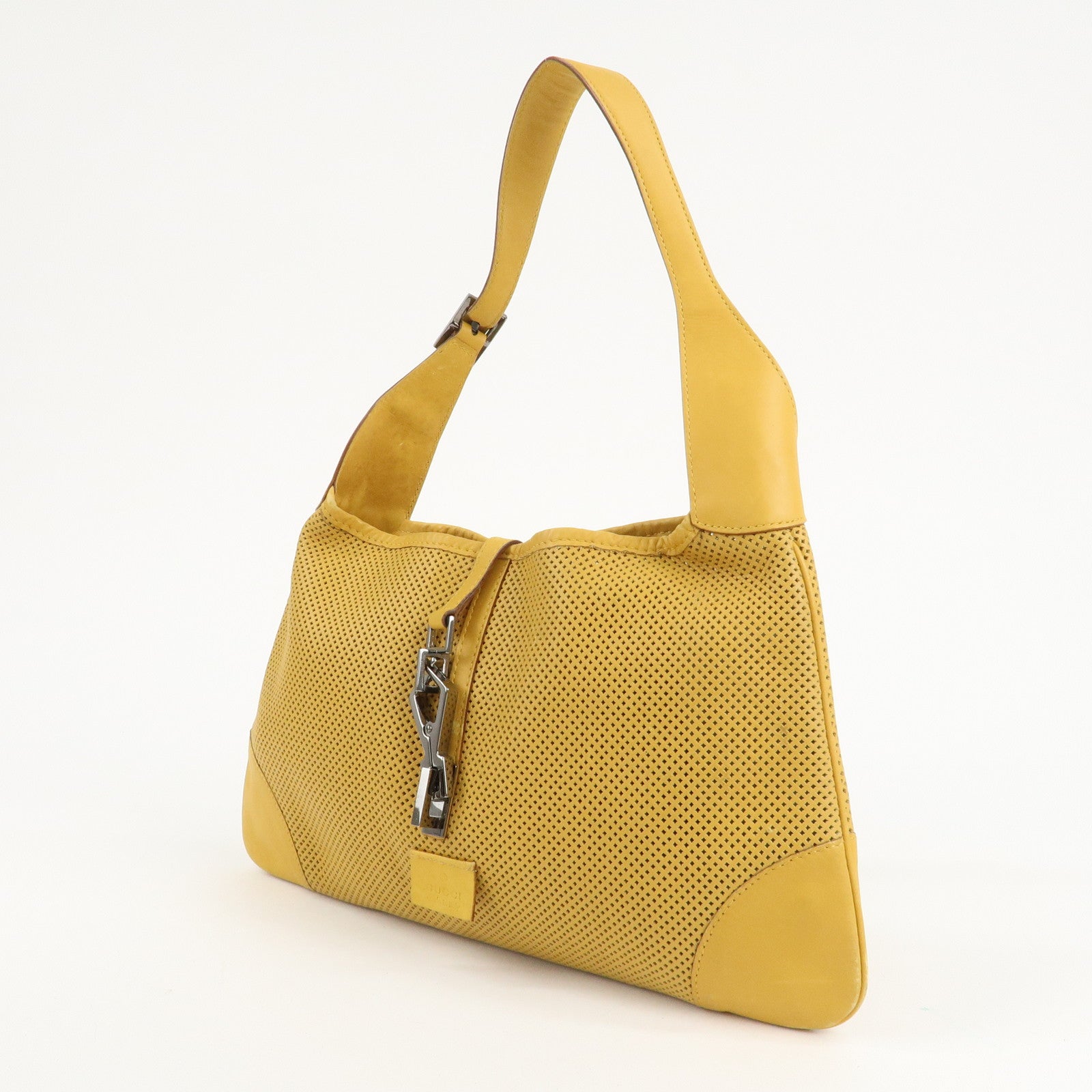 GUCCI Leather Kandensky One-Shoulder Bag Yellow 28628 Used