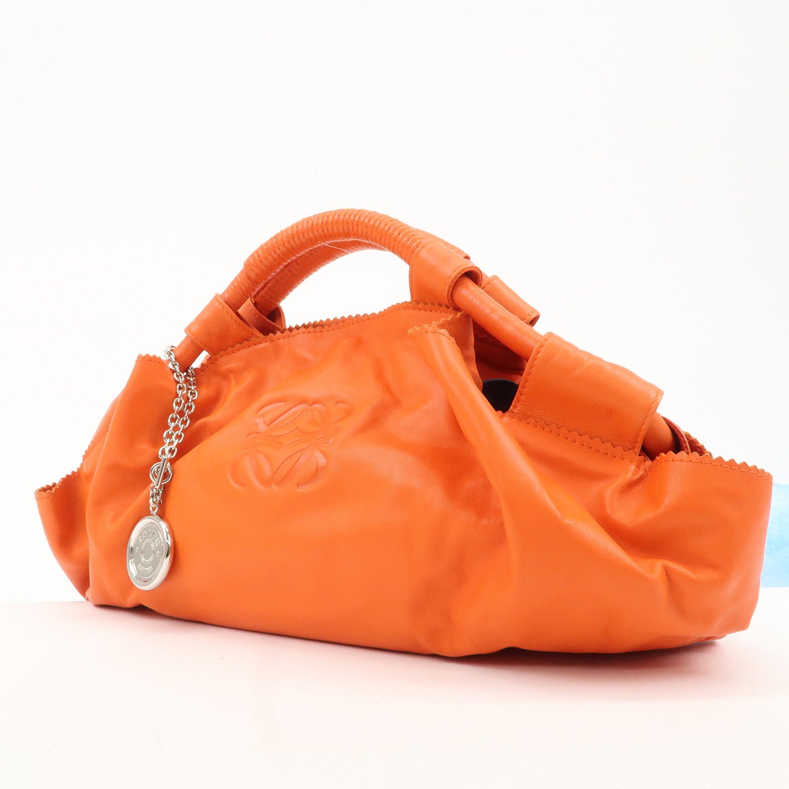 LOEWE Anagram Leather Nappa Aire Hand Shoulder Bag Orange Used