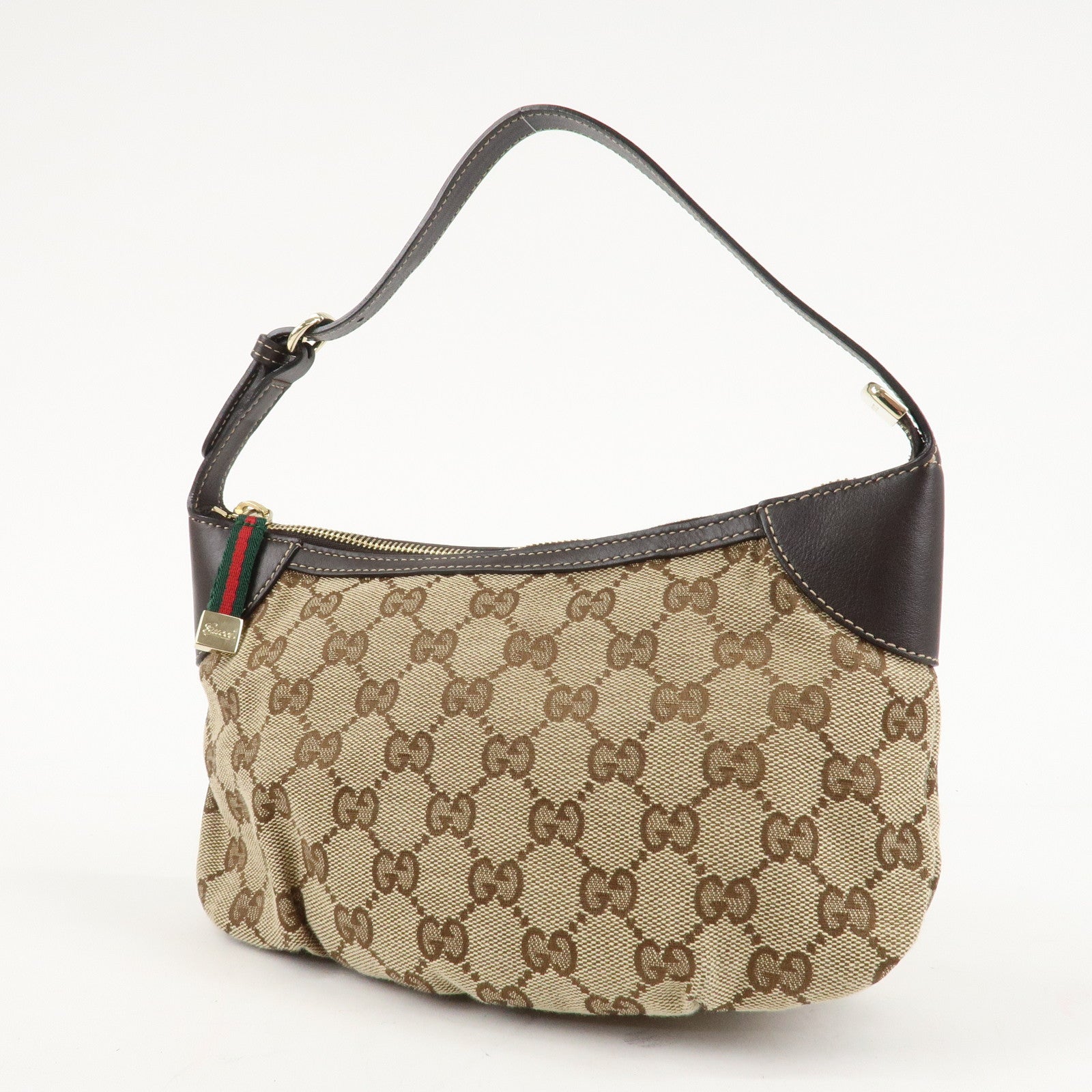 GUCCI Sherry GG Canvas Leather Shoulder Bag Beige Brown 224093 Used