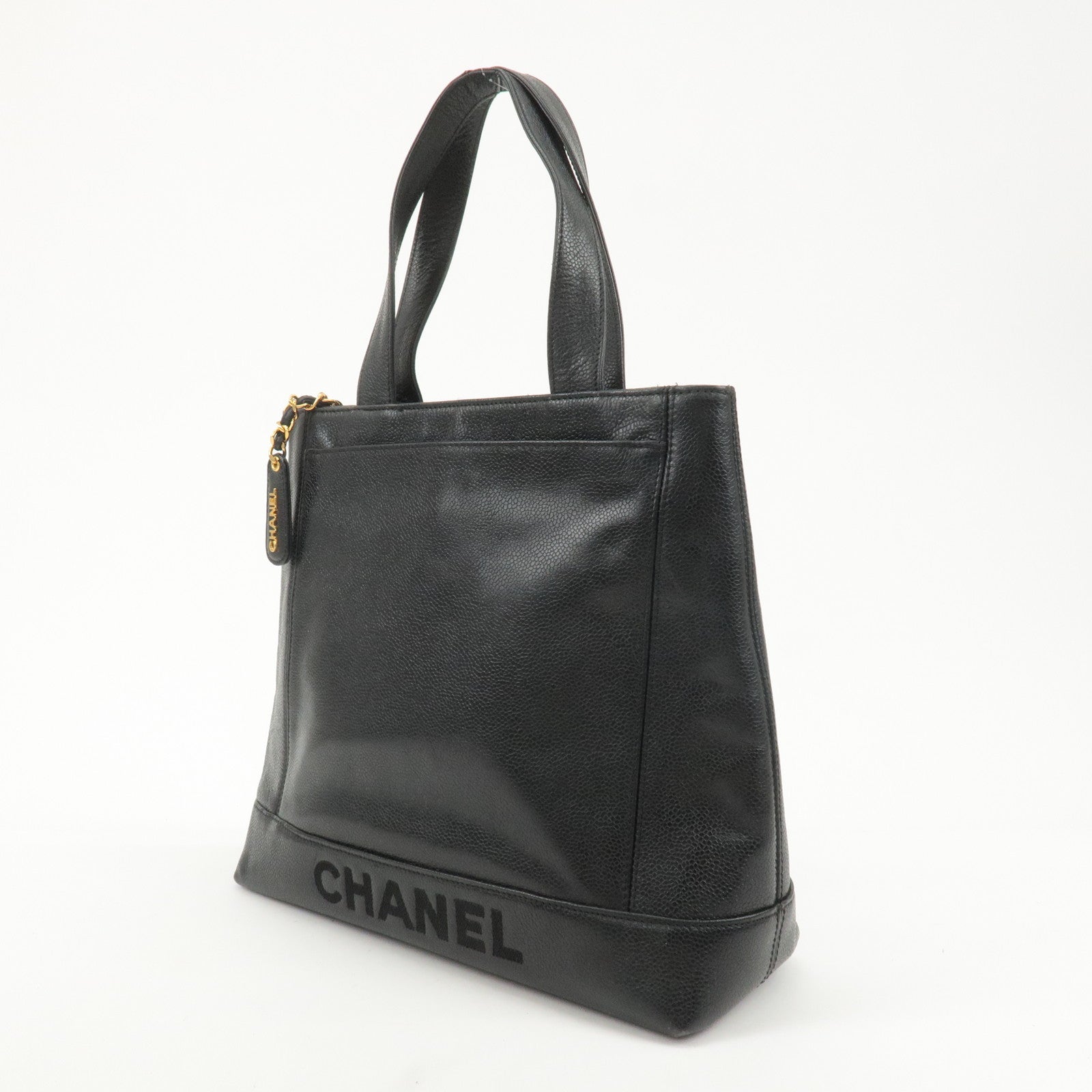 CHANEL Caviar Skin Tote Bag Shoulder Bag Hand Bag Black Used