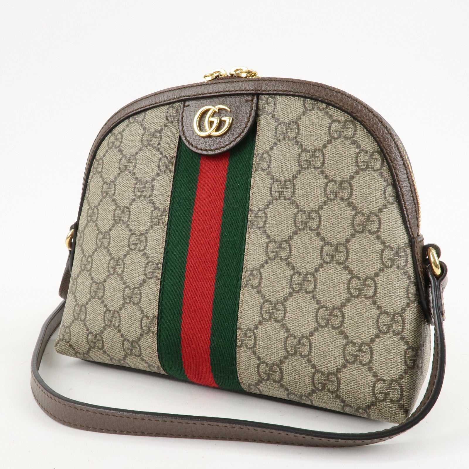 GUCCI Ophidia GG Supreme Sherry Leather Shoulder Bag 499621 Used