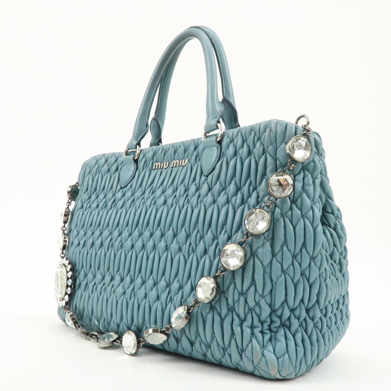 MIU MIU Matelasse Nappa Crystal Leather 2WAY Bag RN0958 Used
