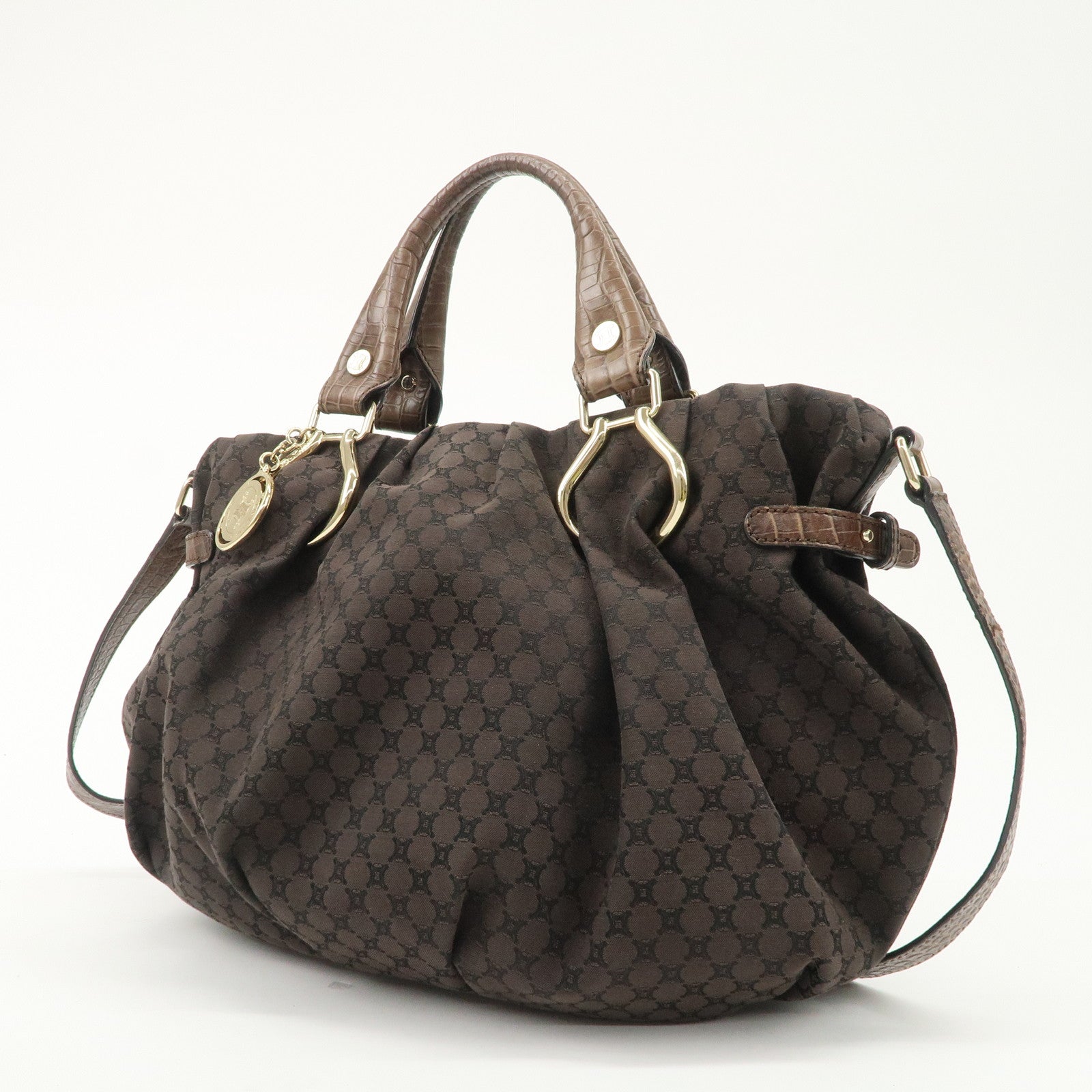CELINE Macadam Canvas Leather 2way Shoulder Bag WC-ST-0059 Used