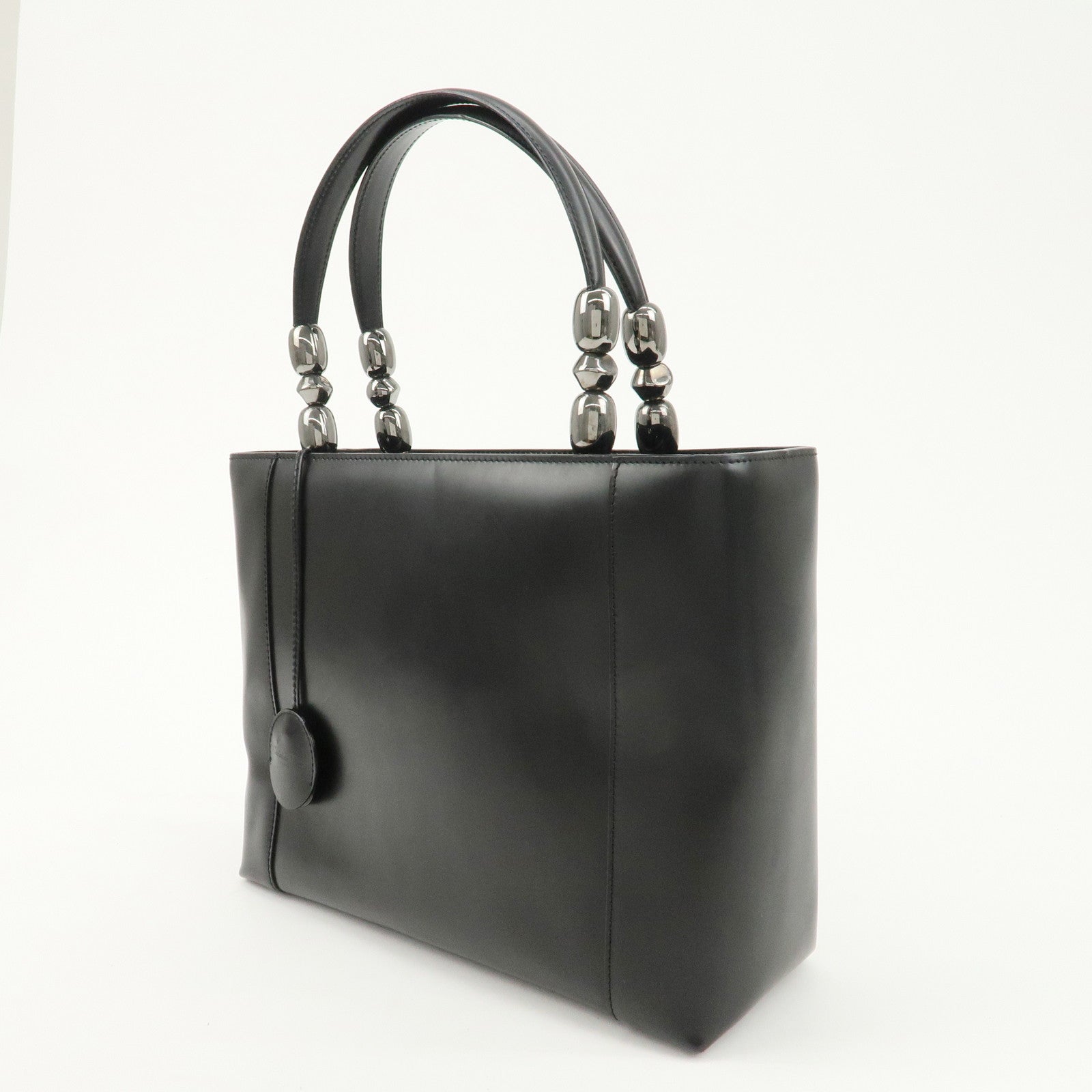 Christian Dior Maris Pearl Leather 2way Bag Hand Bag Black Used