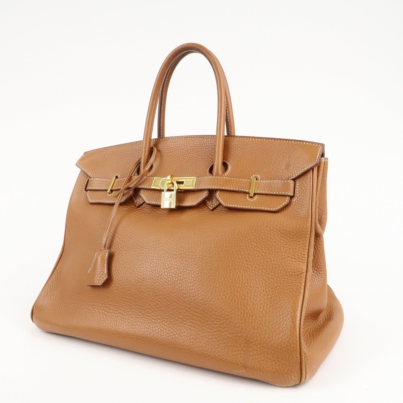 HERMES Taurillon Clemence Birkin 35 J stamped Gold Used