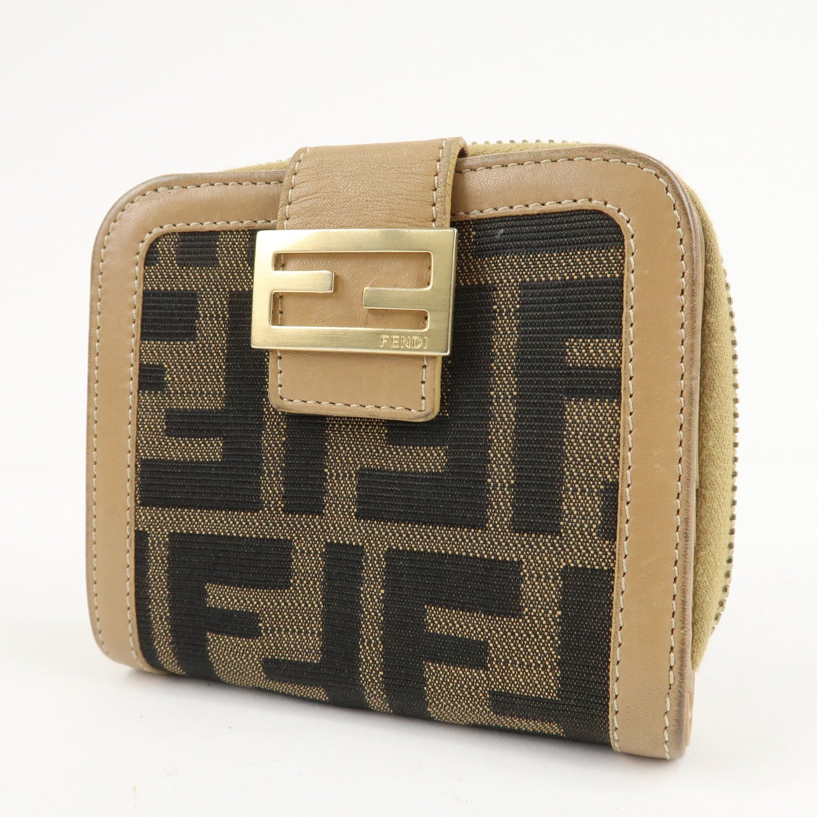 FENDI Zucca Zucchino Set of 3 Canvas Leather Wallet Used