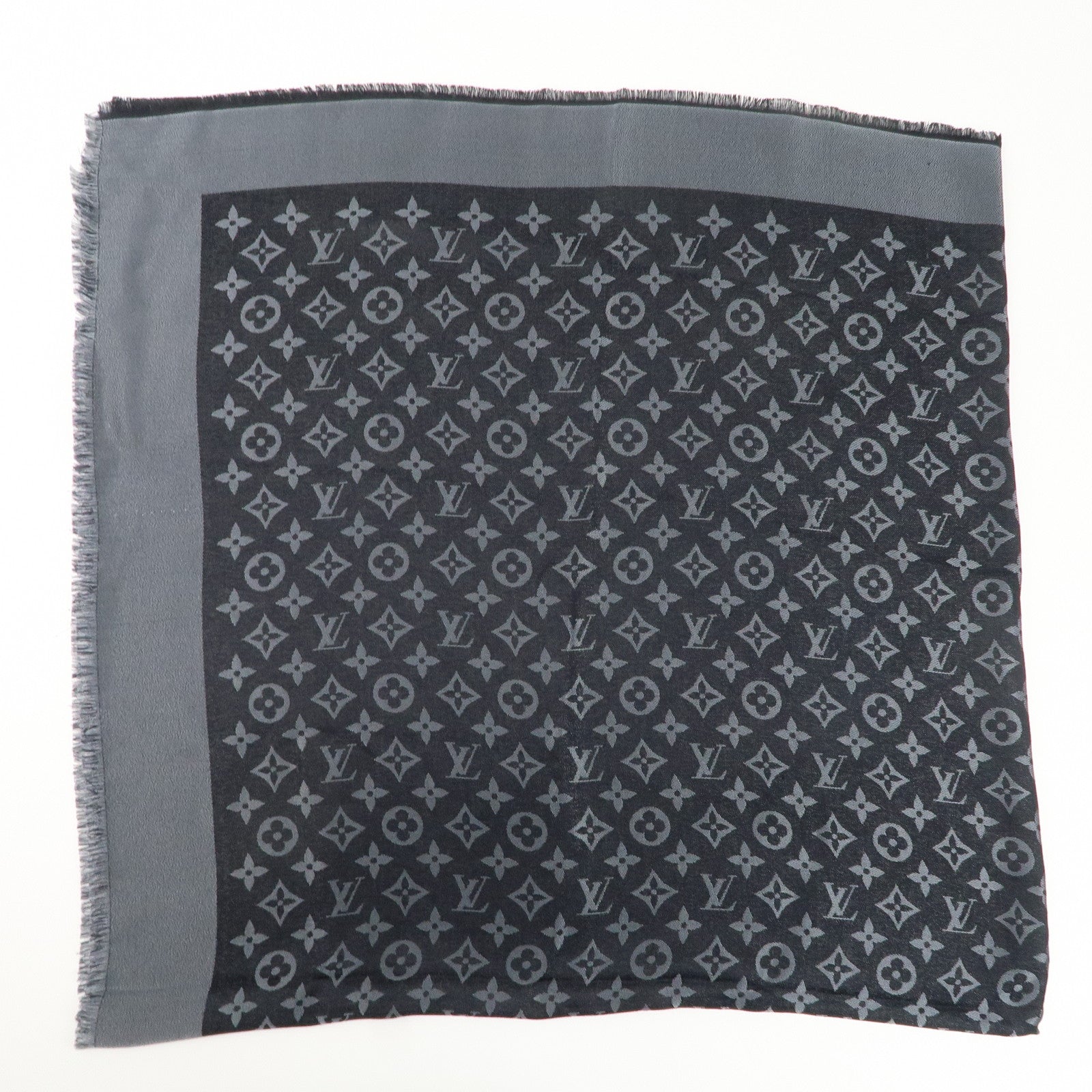 Louis Vuitton Shawl Monogram Shine Stole Scarf Noir Black 401910 Used