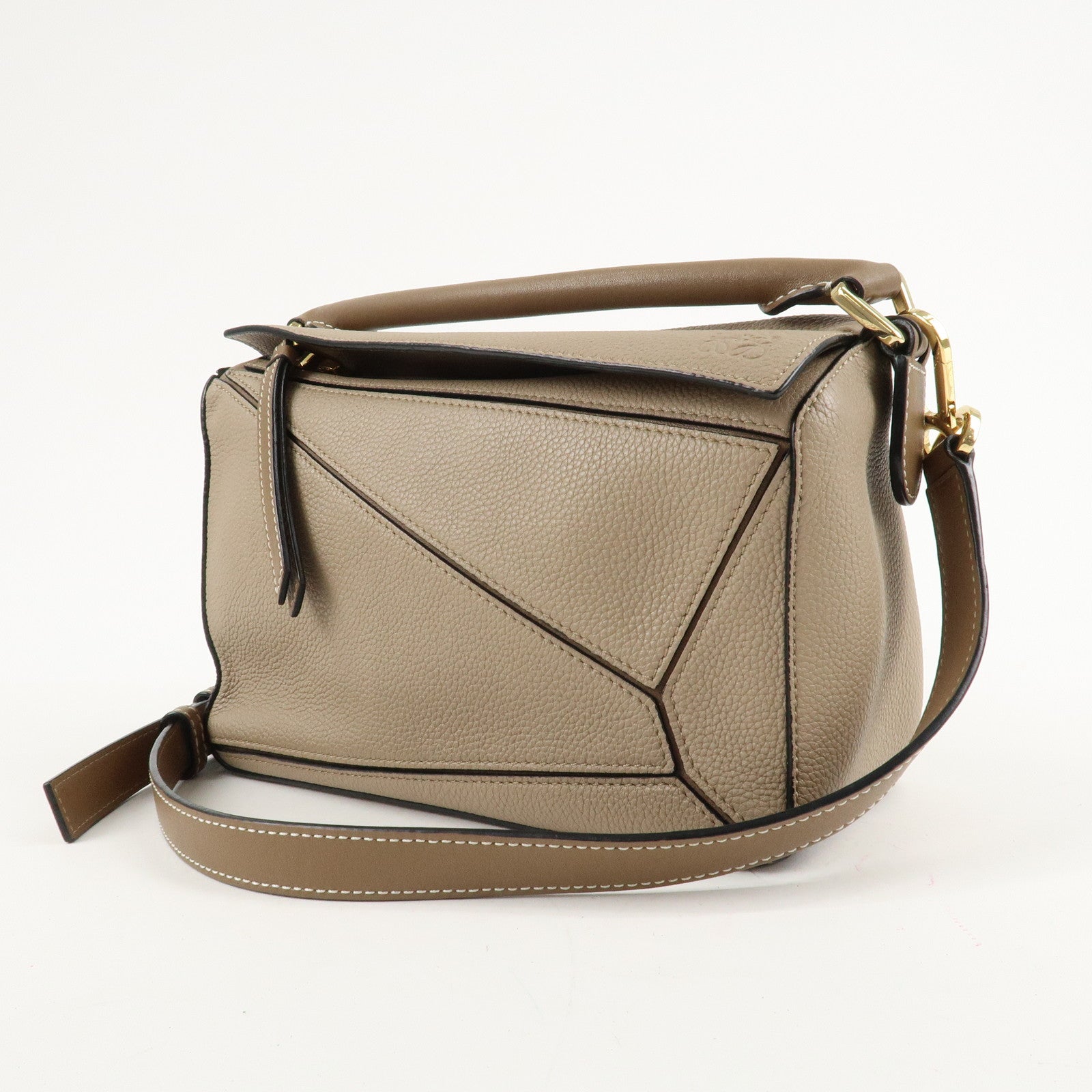 LOEWE Leather Puzzle Bag Small 2Way Bag Hand Bag Beige Used