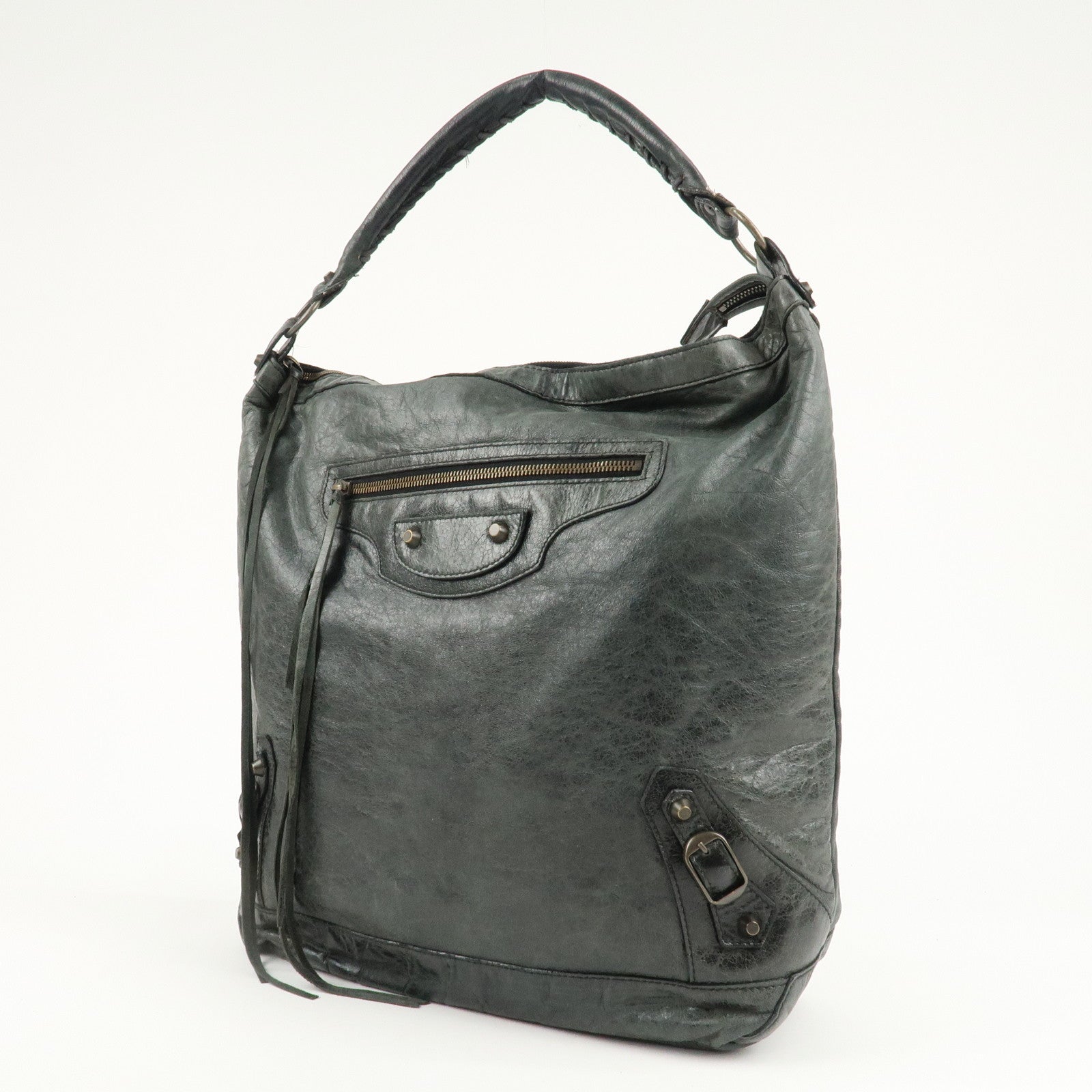 BALENCIAGA The Day Leather Shoulder Bag Black 140442 Used