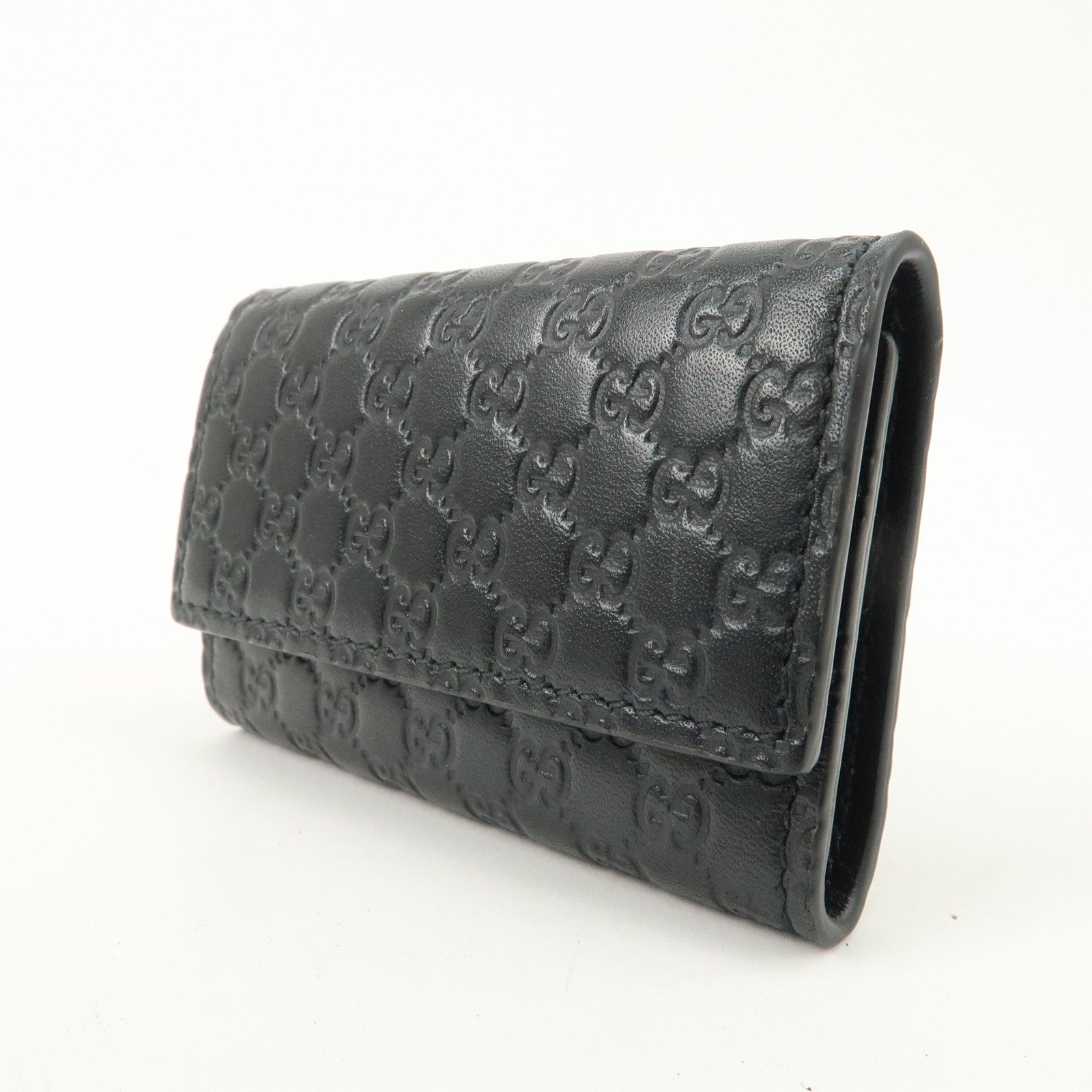 GUCCI Micro Guccissima Leather 6 Rings Key Case Black 150402 Used