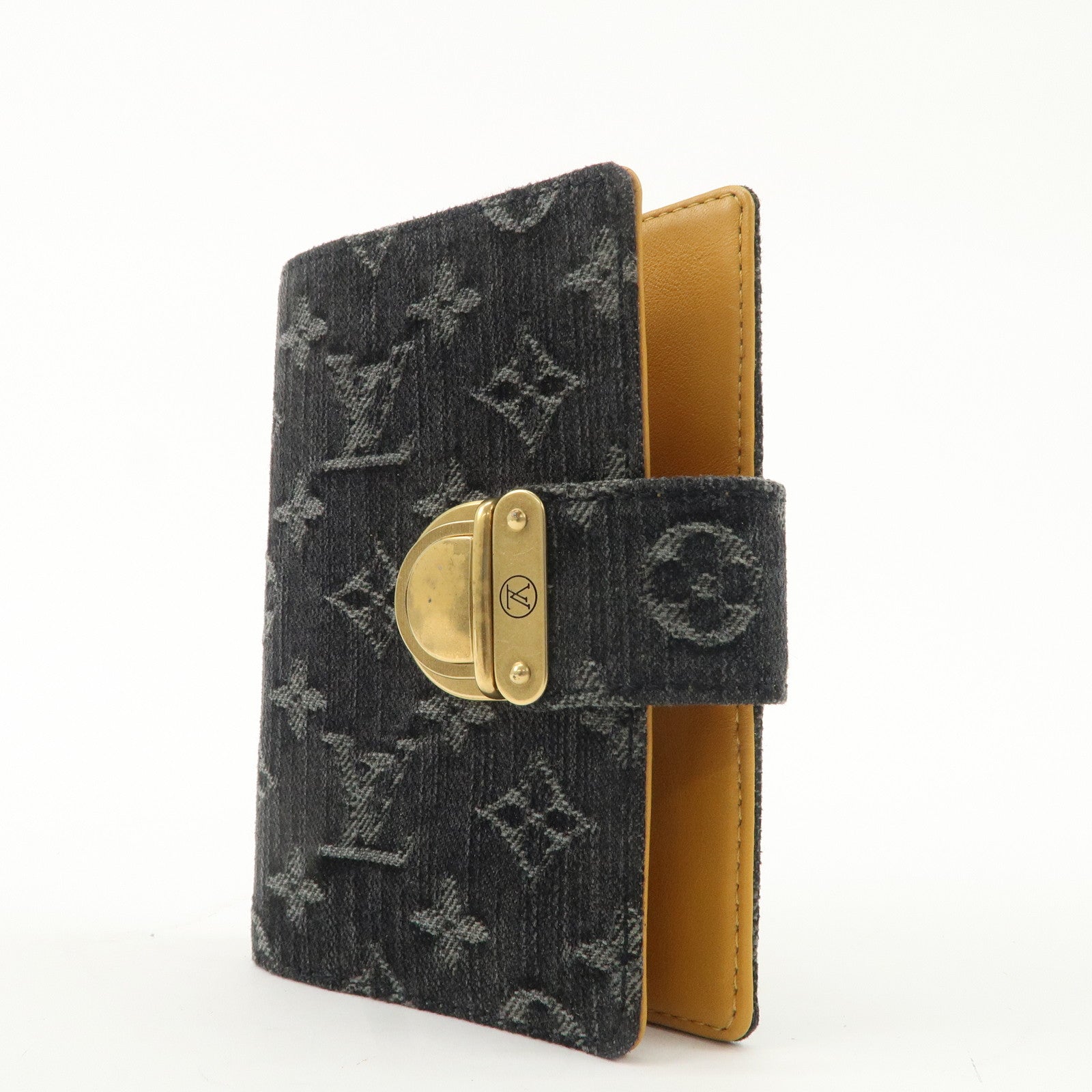 Authc Louis Vuitton Monogram Denim Agenda PM Planner Cover Noir R21038 Used