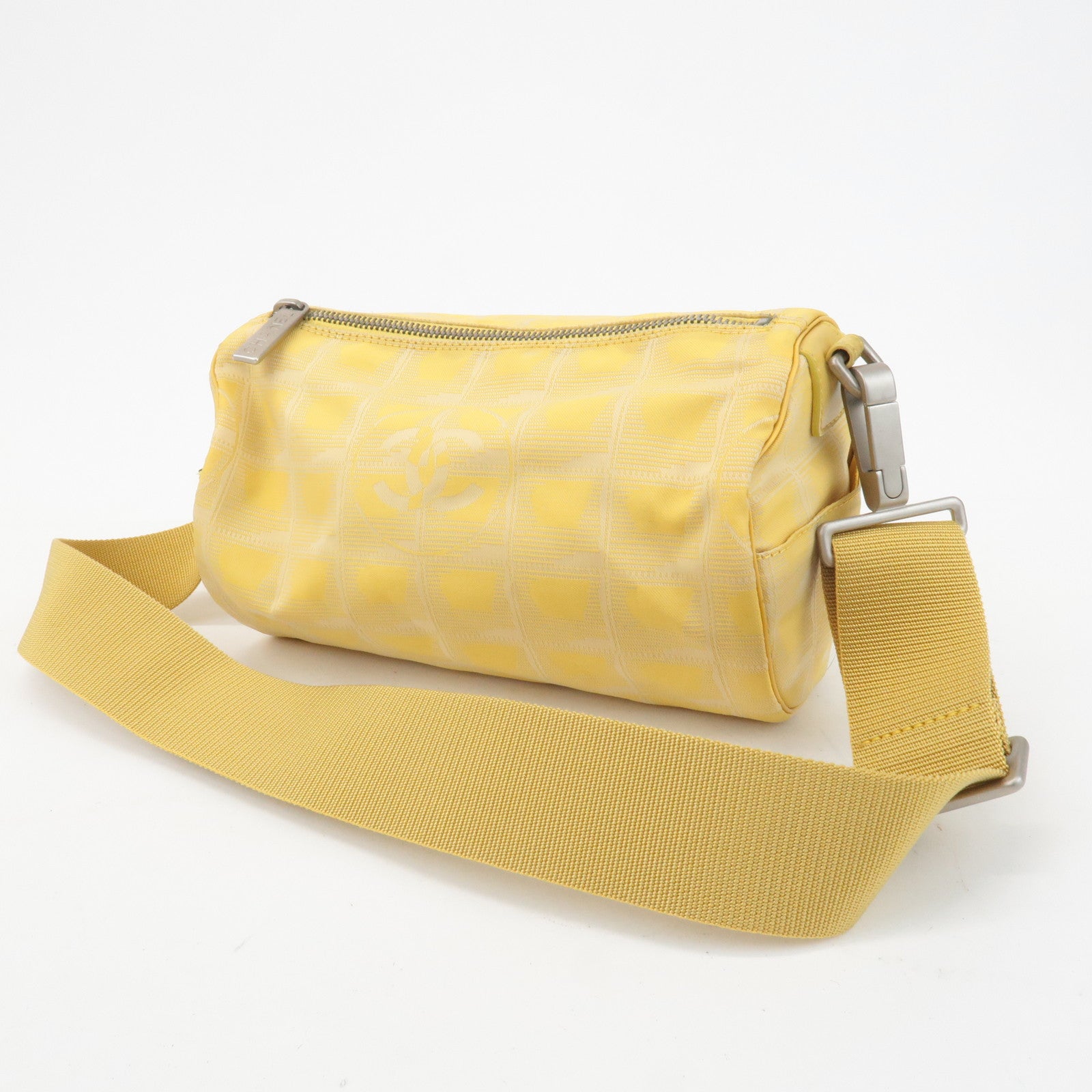 CHANEL New Travel Line Nylon Jacquard Leather Shoulder Bag A17669 Used