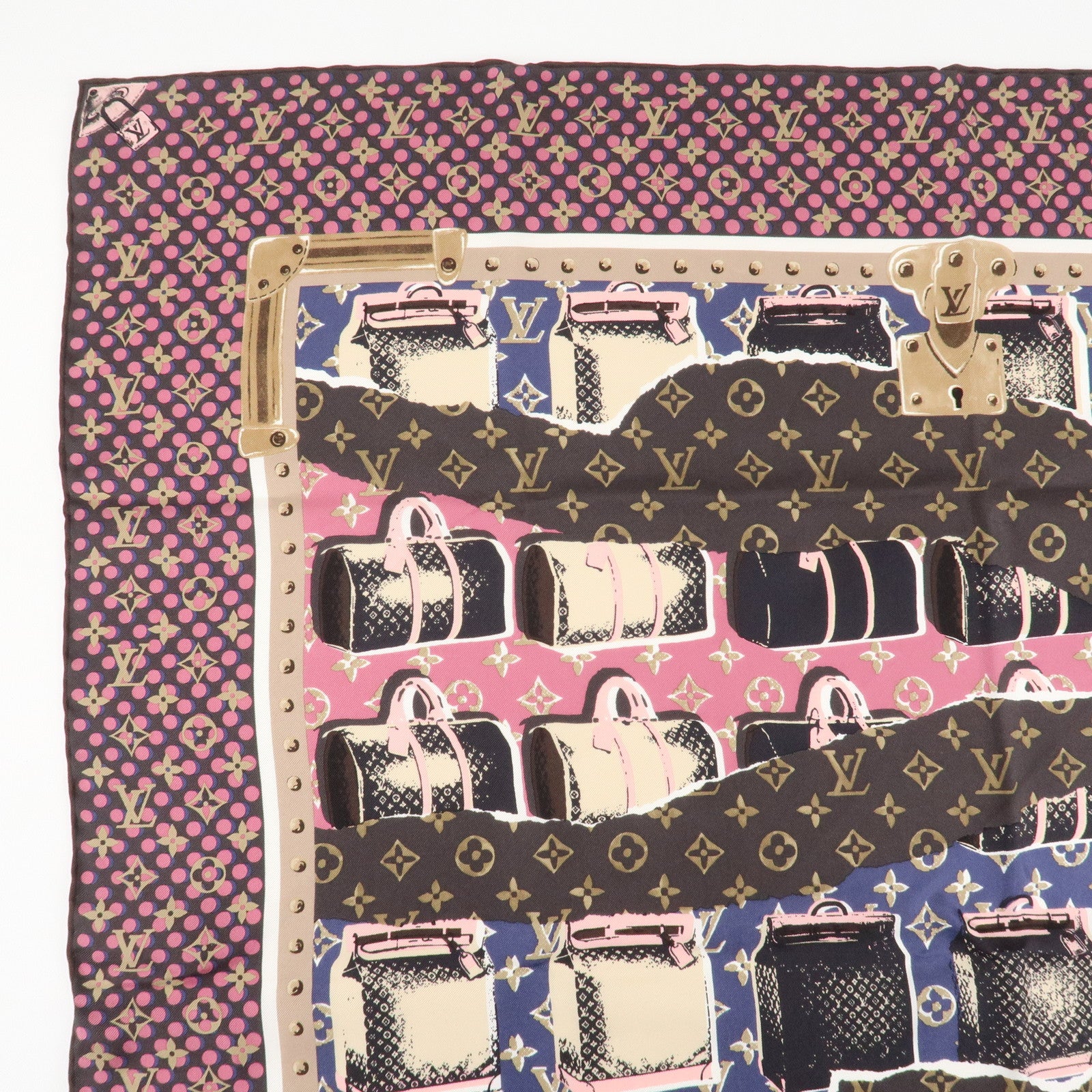 Louis Vuitton Monogram 100% Silk Scarf Monogram Wall Paper Print Used