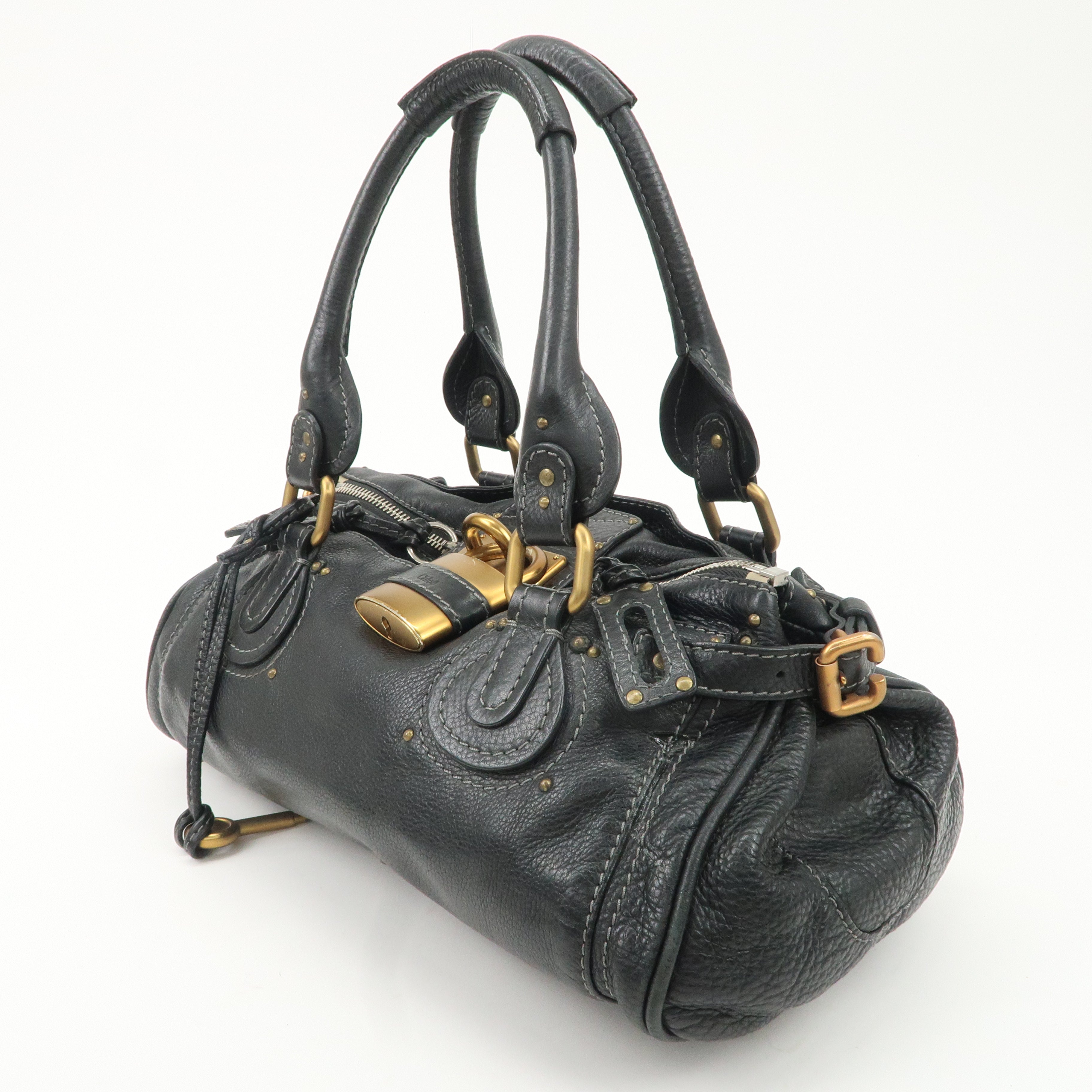 Chloe Paddington Leather Shoulder Bag Hand Bag Black Used