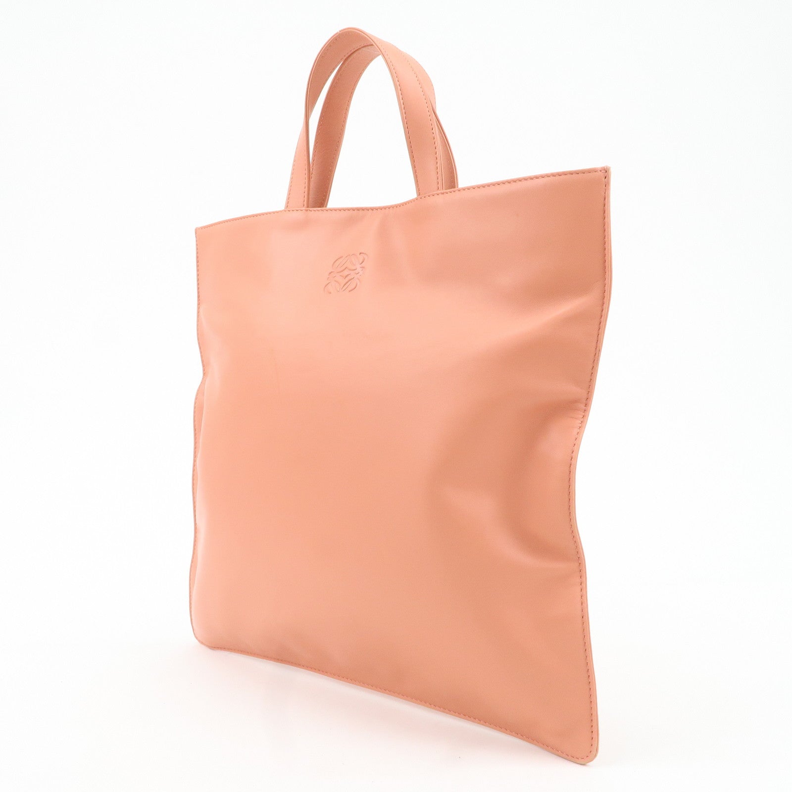 LOEWE Anagram Leather Tote Bag Hand Bag Pink Used