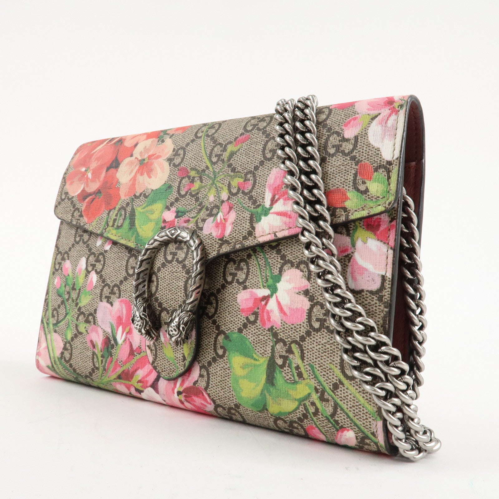 GUCCI Dionysus GG Blooms GG Crystal Chain Wallet Hand Bag 401231 Used