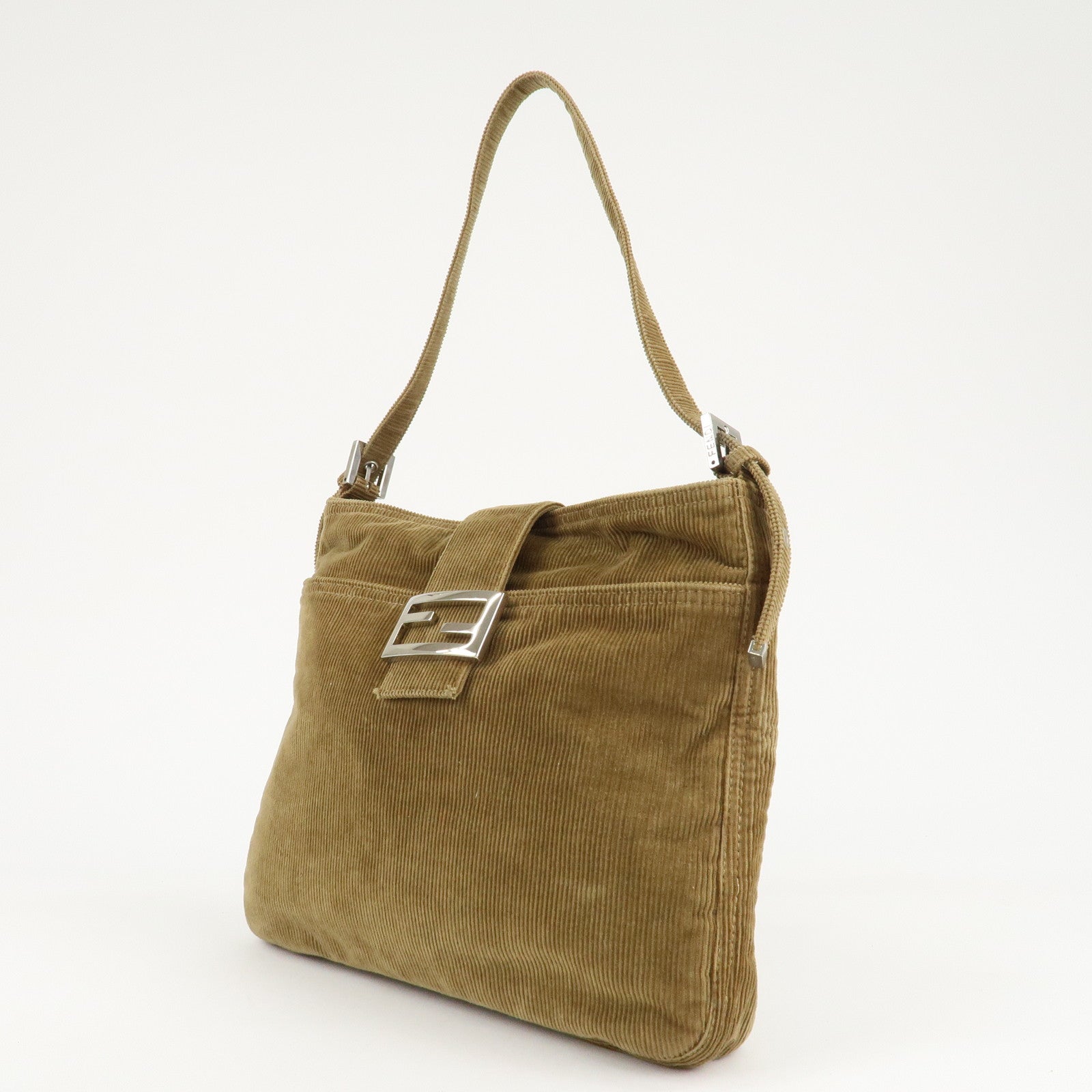 FENDI Corduroy Shoulder Bag Hand Bag Brown 26727 Used