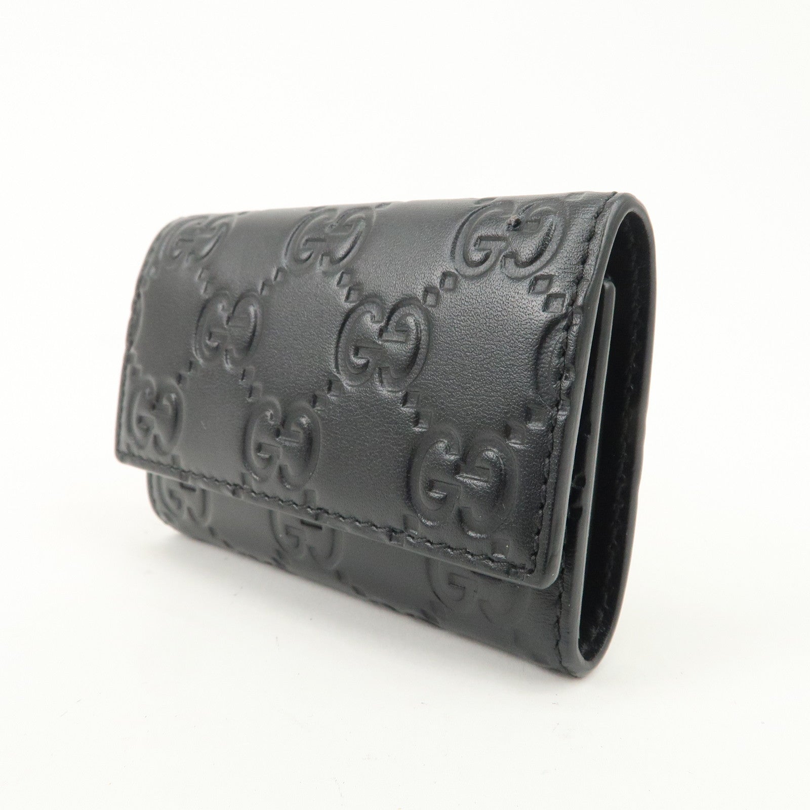 GUCCI Guccissima Leather 6 Rings Key Case Key Holder Black 779824 Used