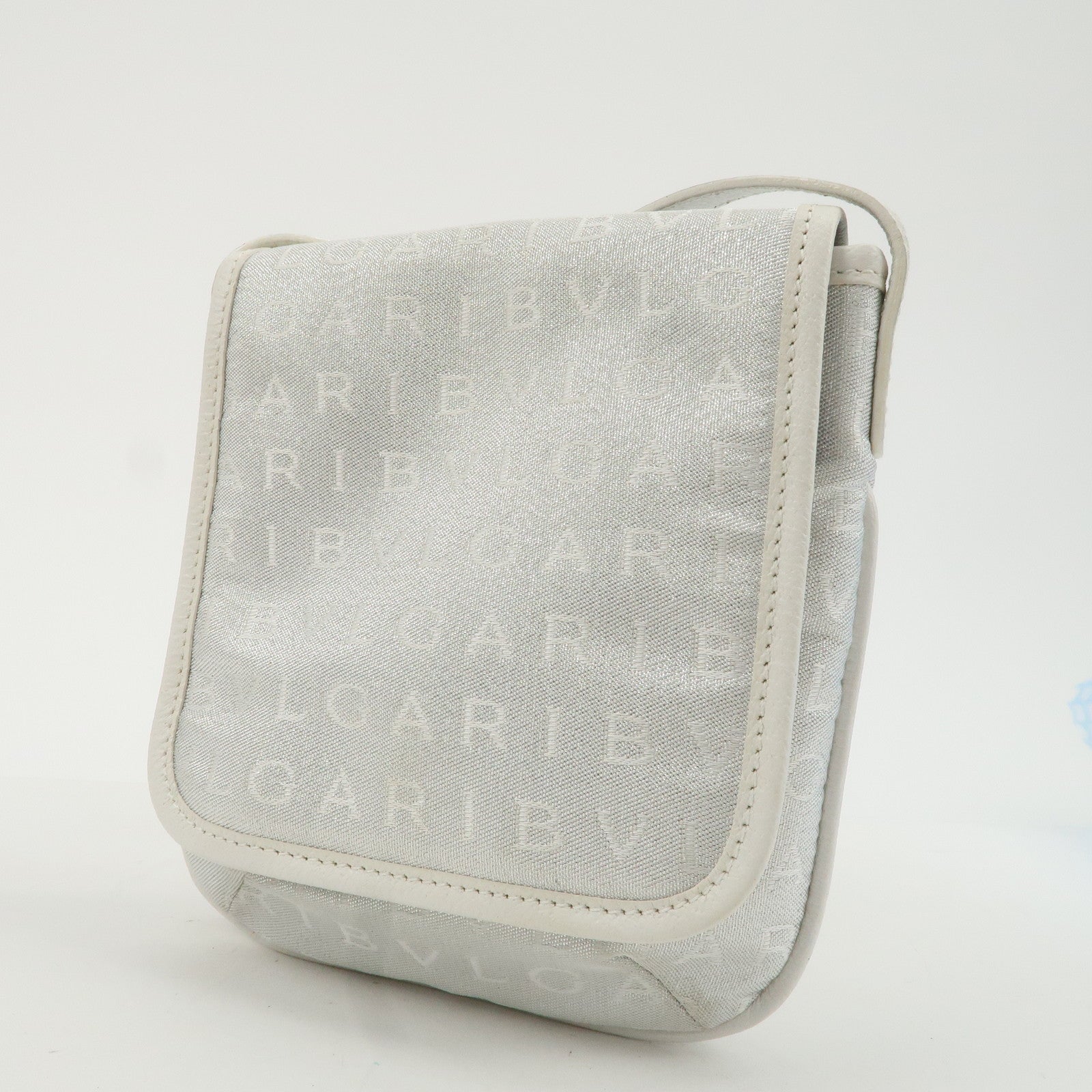 BVLGARI Logo Mania Mini Shoulder Bag Hand Bag Silver Used