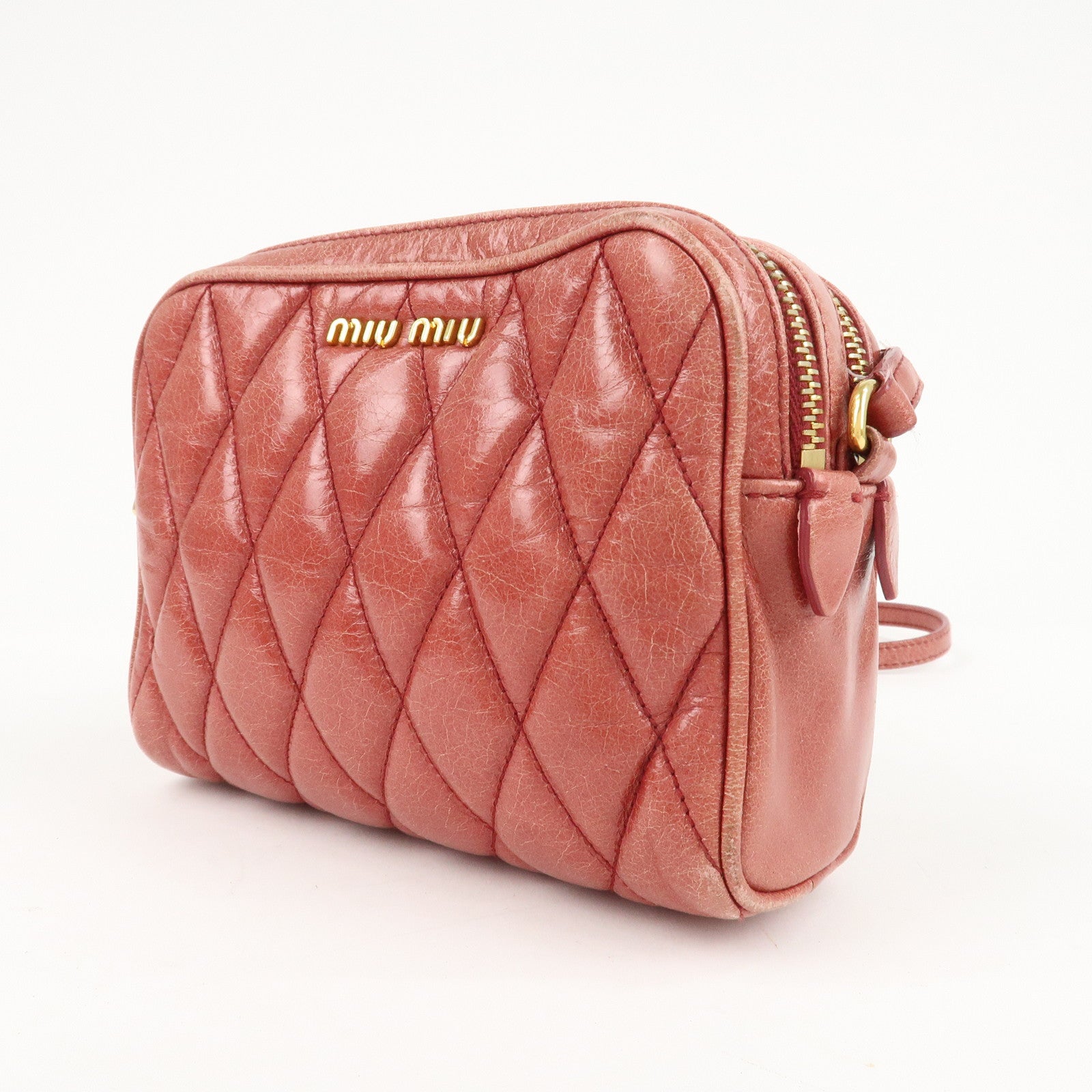 MIU MIU Leather Shoulder Bag Crossbodyb Bag Pink 5BH543 Used