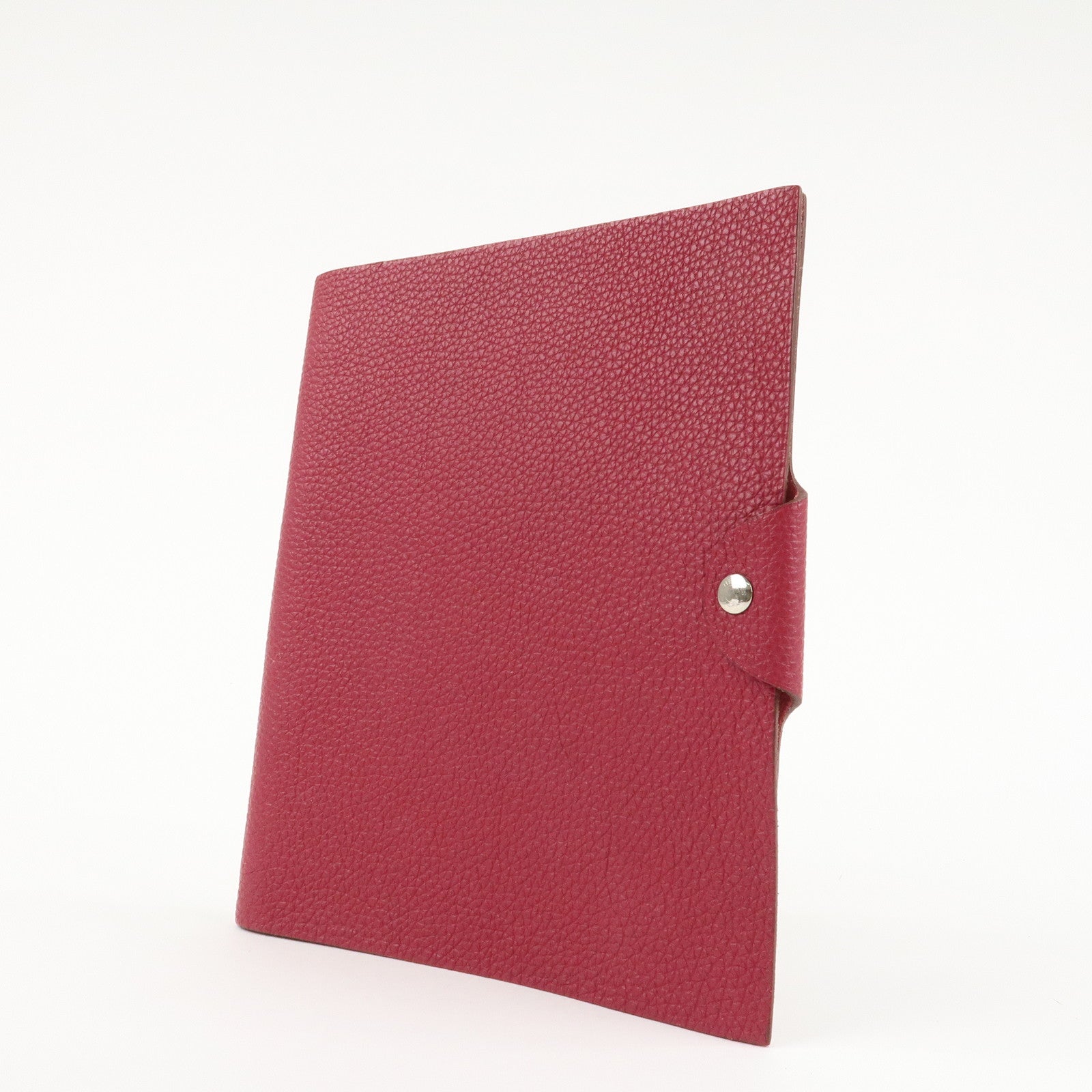 HERMES Togo Leather Ulysse MM □N Stamped Notebook Cover Ruby Used