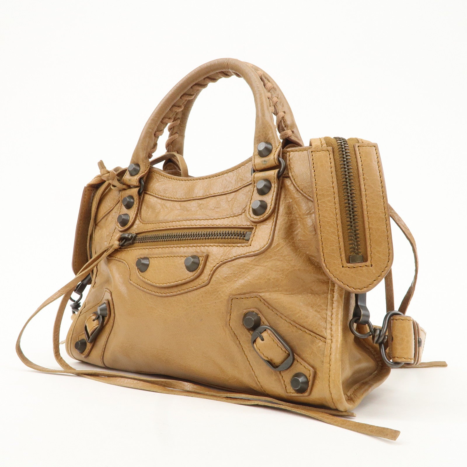 BALENCIAGA Mini City Leather Classic 2Way Bag Brown 300295 Used