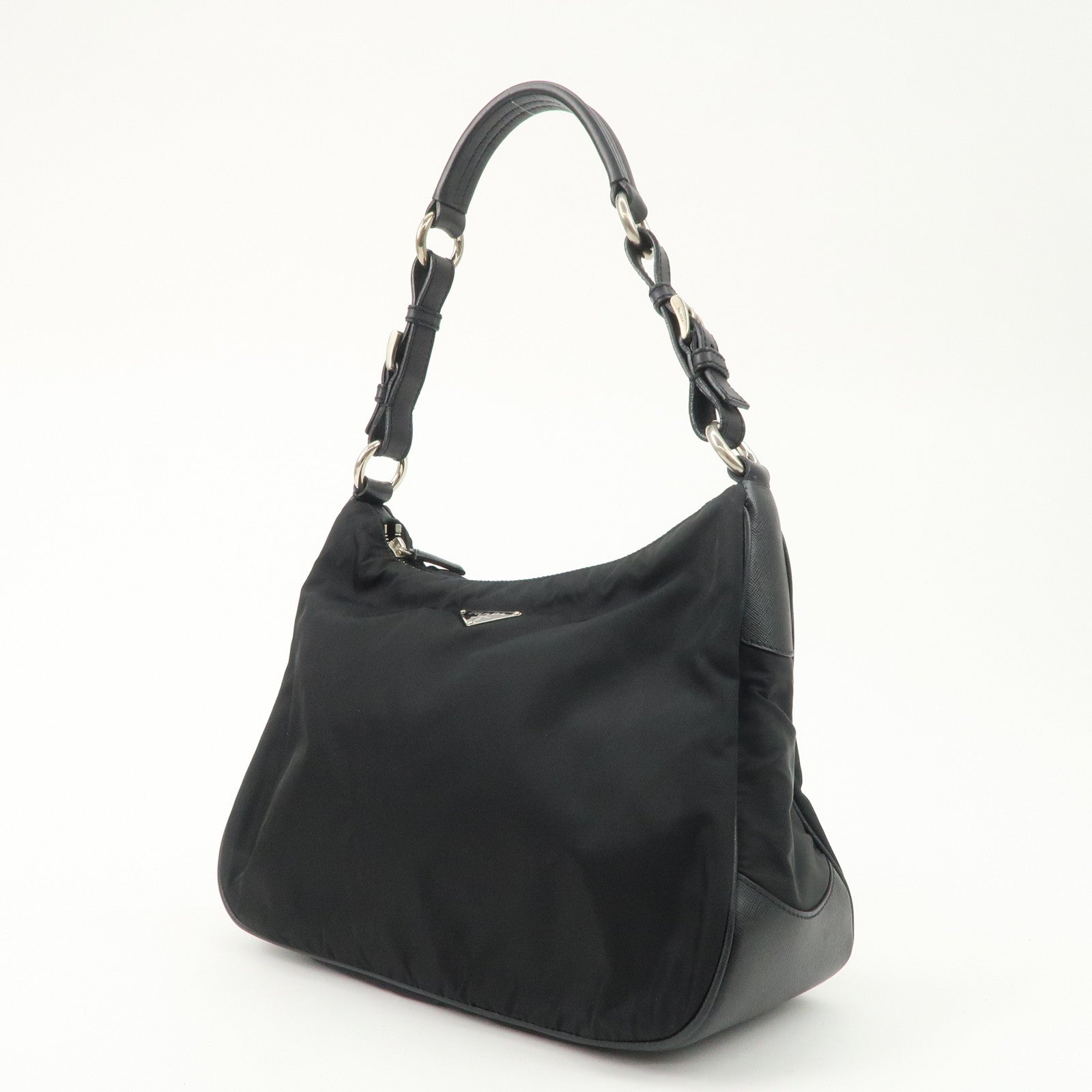 PRADA Nylon Leather Shoulder Bag Black BR2585 Used