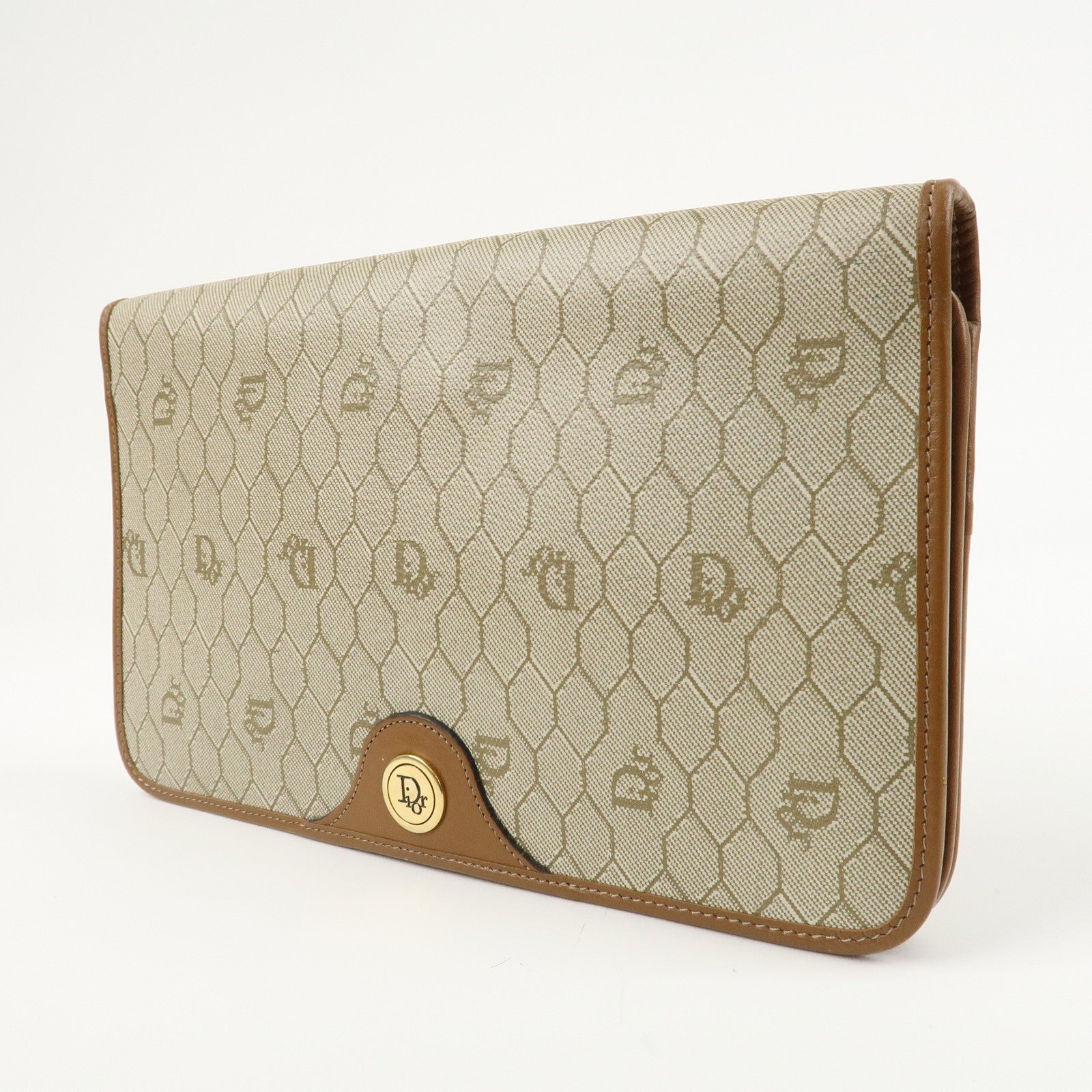 Christian Dior Honeycomb PVC Leather Chain Shoulder Bag Ivory Used